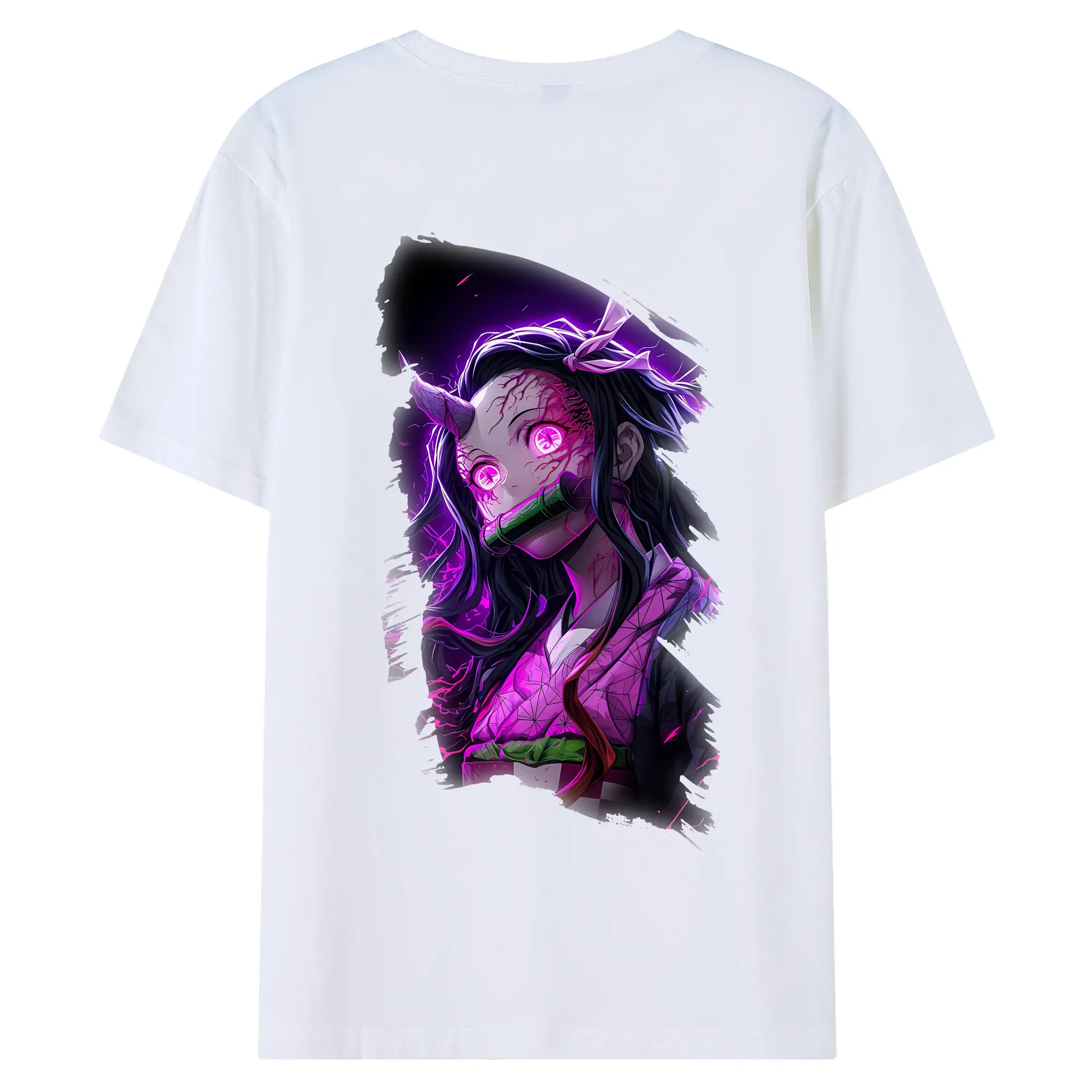 鬼滅の刃 グッズ,竈門 禰豆子 - 綿100％ 半袖Tシャツ ・ バックプリント ・ 快適 通気性 ・ 日常使い 散歩 スポーツ用