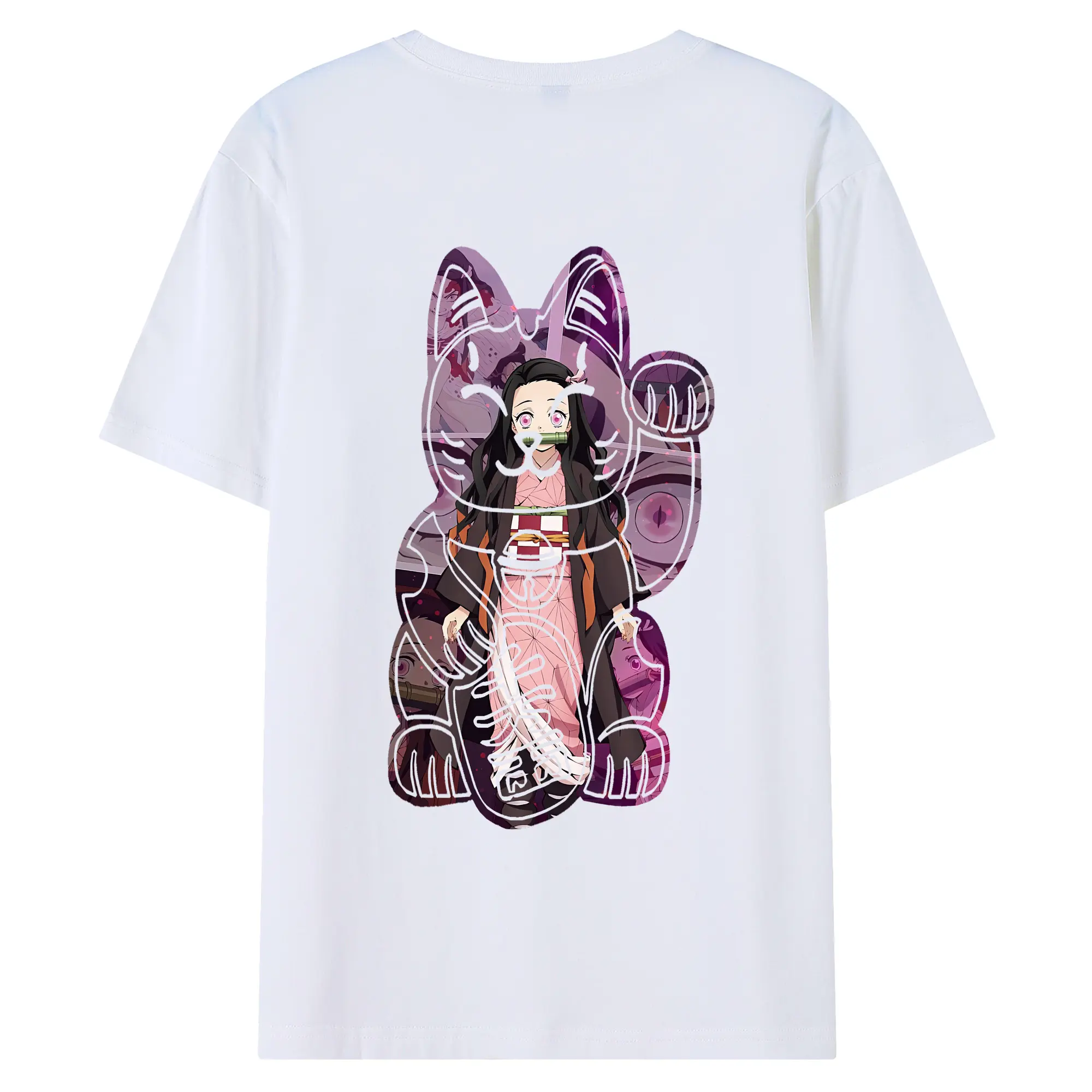 鬼滅の刃 グッズ,竈門 禰豆子 - 綿100％ 半袖Tシャツ ・ バックプリント ・ 快適 通気性 ・ 日常使い 散歩 スポーツ用