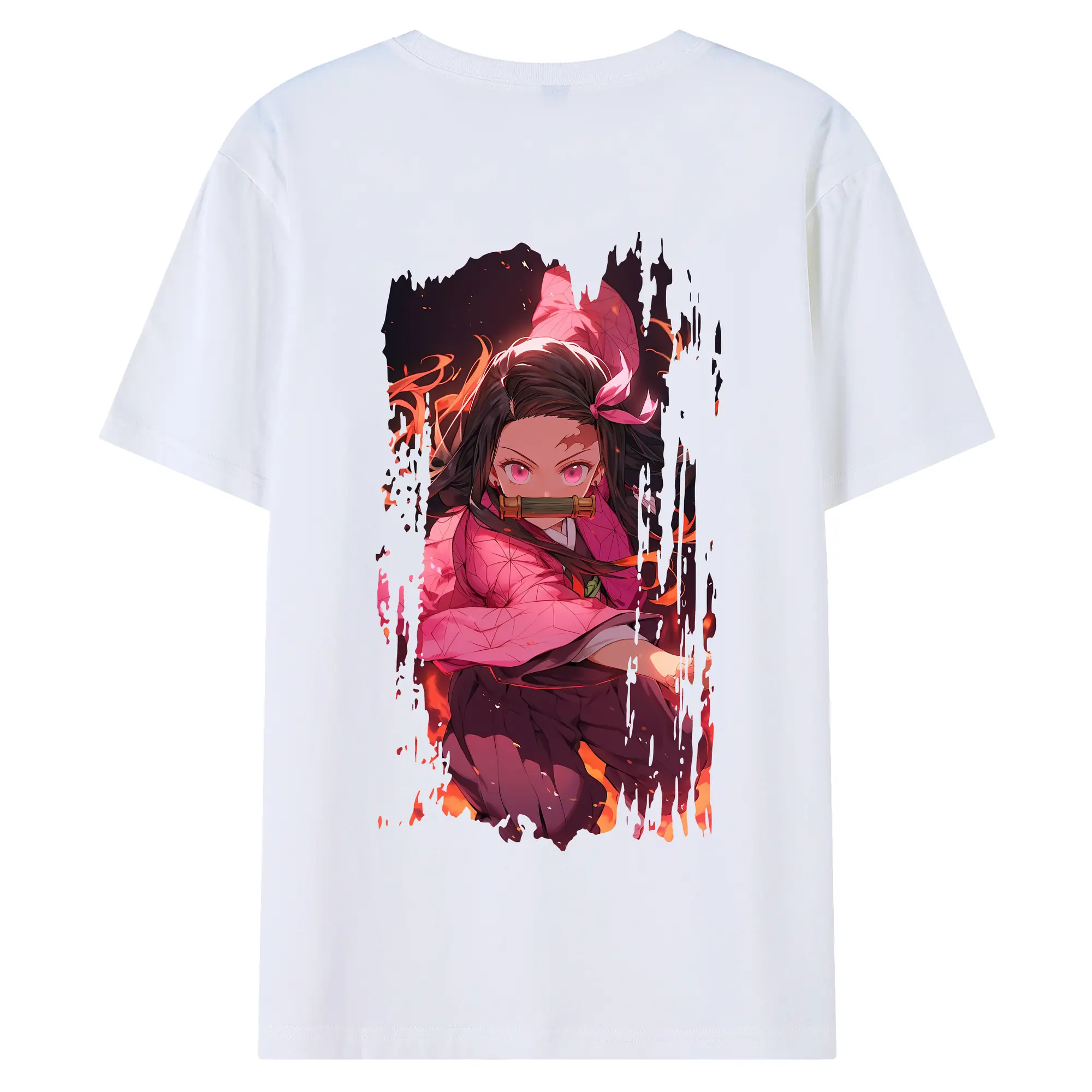 鬼滅の刃 グッズ,竈門 禰豆子 - 綿100％ 半袖Tシャツ ・ バックプリント ・ 快適 通気性 ・ 日常使い 散歩 スポーツ用