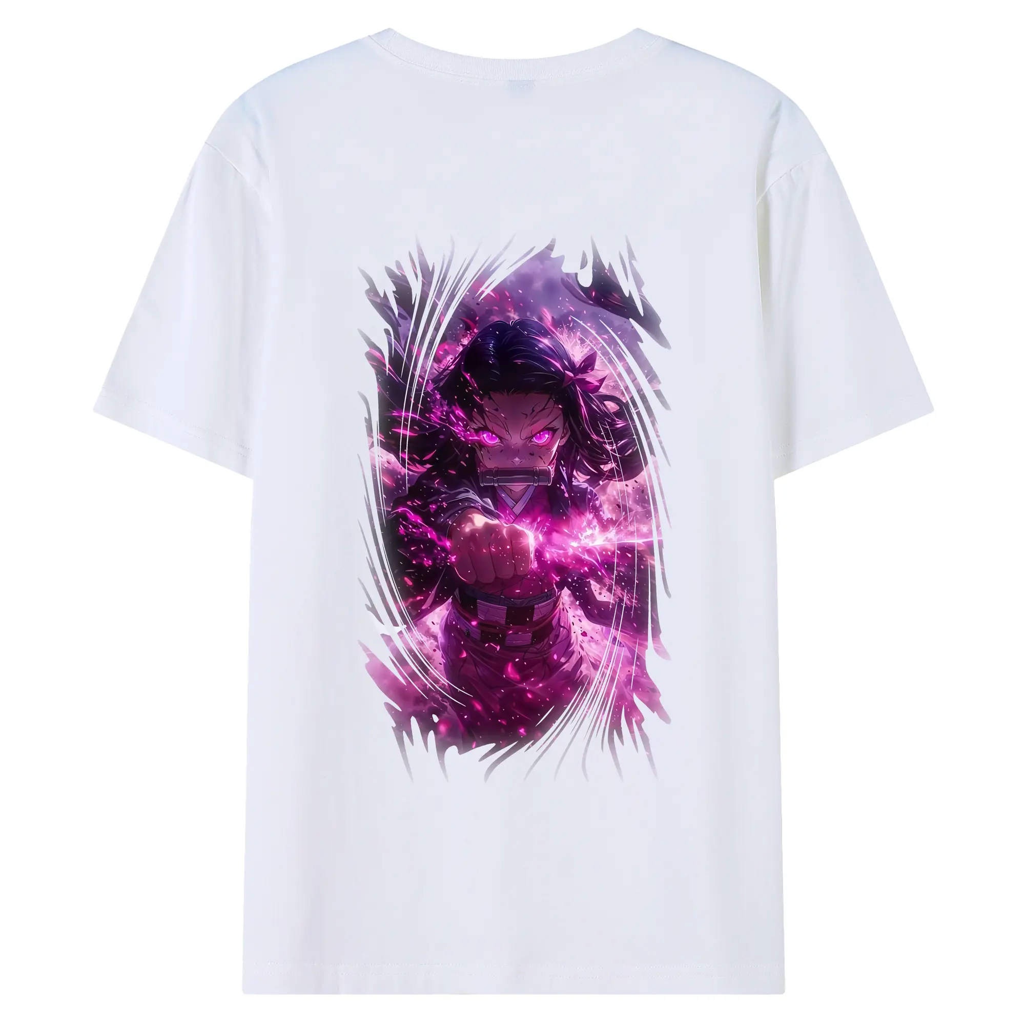 鬼滅の刃 グッズ,竈門 禰豆子 - 綿100％ 半袖Tシャツ ・ バックプリント ・ 快適 通気性 ・ 日常使い 散歩 スポーツ用