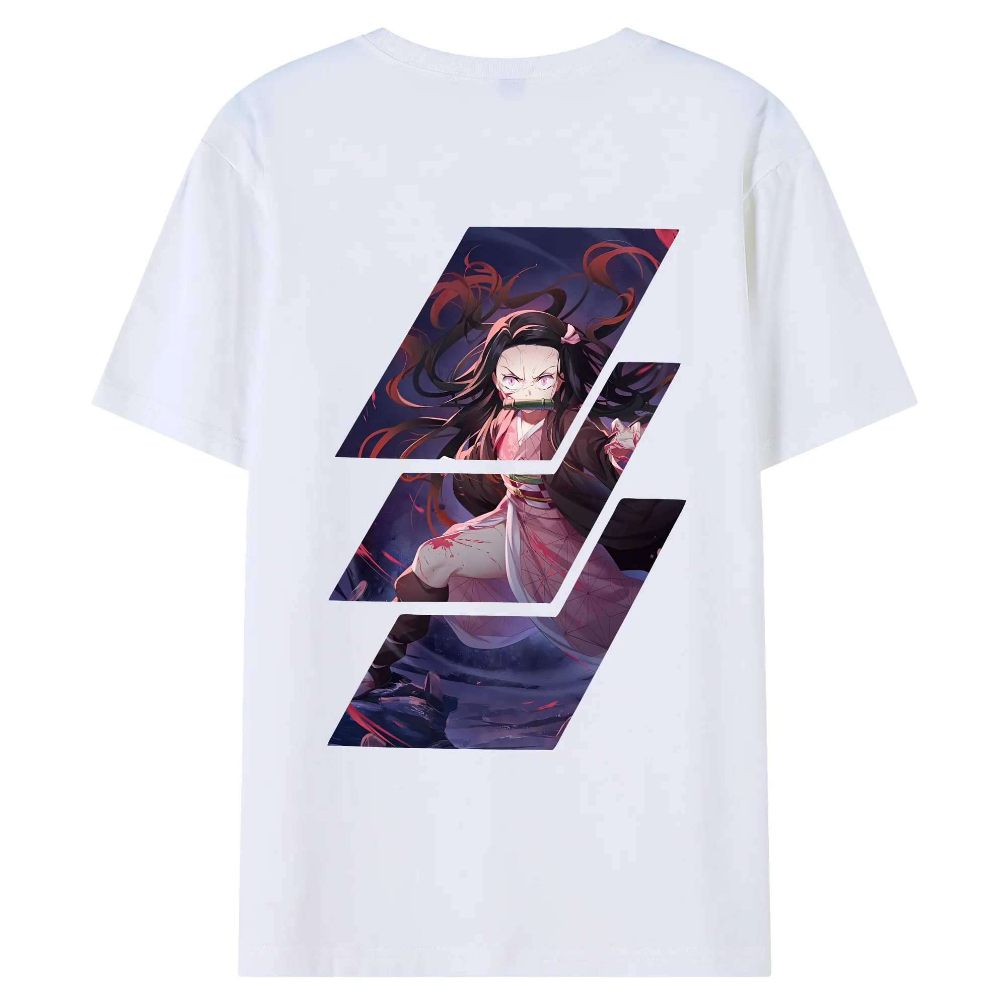 鬼滅の刃 グッズ,竈門 禰豆子 - 綿100％ 半袖Tシャツ ・ バックプリント ・ 快適 通気性 ・ 日常使い 散歩 スポーツ用