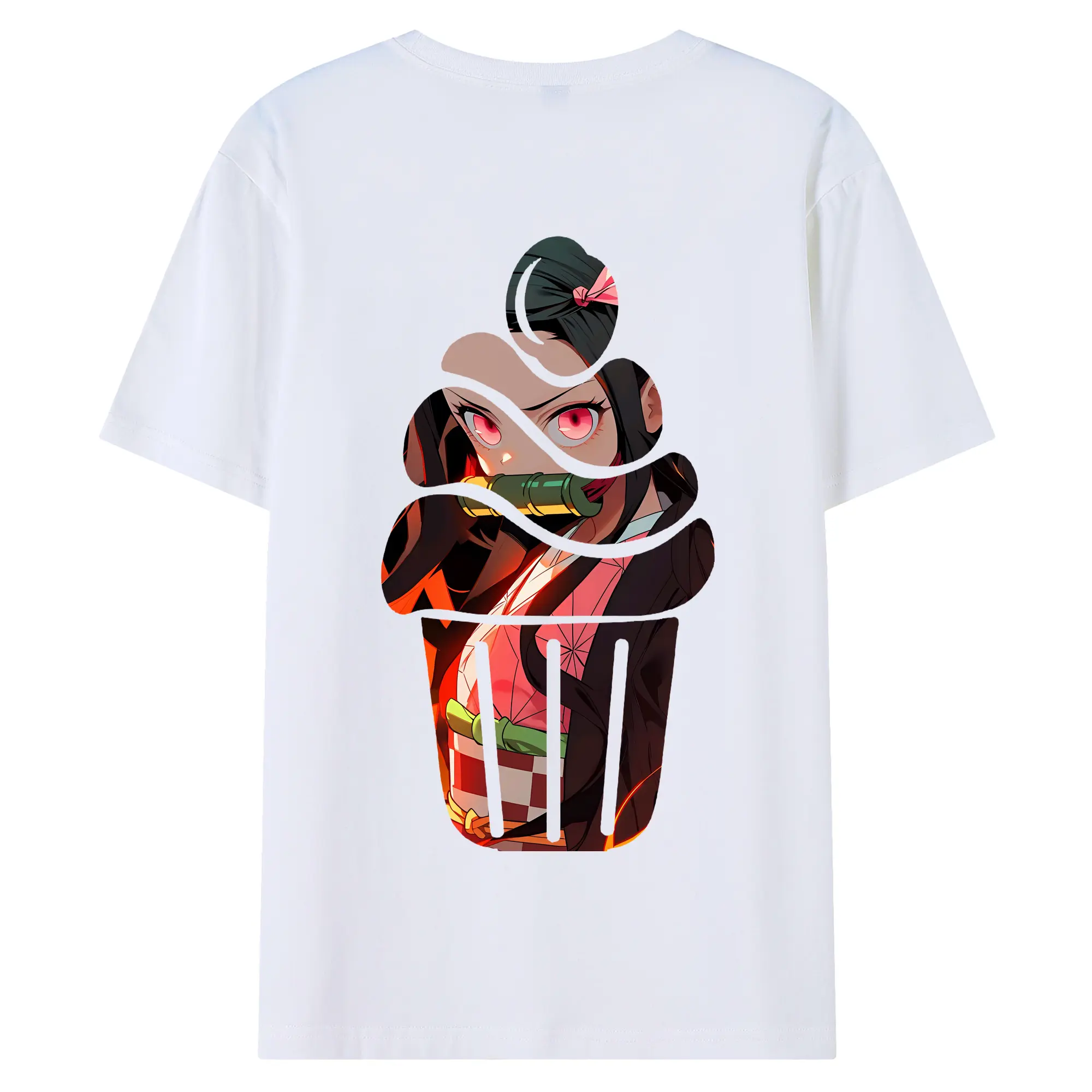 鬼滅の刃 グッズ,竈門 禰豆子 - 綿100％ 半袖Tシャツ ・ バックプリント ・ 快適 通気性 ・ 日常使い 散歩 スポーツ用