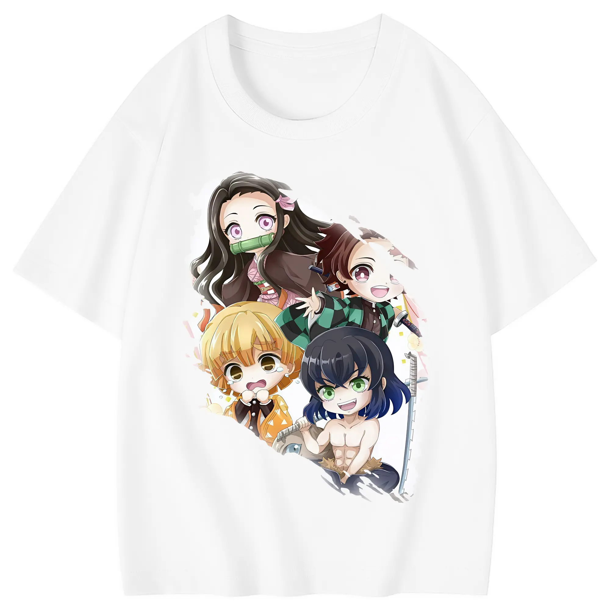 鬼滅の刃 グッズ,竈門 禰豆子 - 綿100％ キッズTシャツ ・ フロントプリント ・ 快適 通気性 ・ スポーツ カジュアル 散歩用