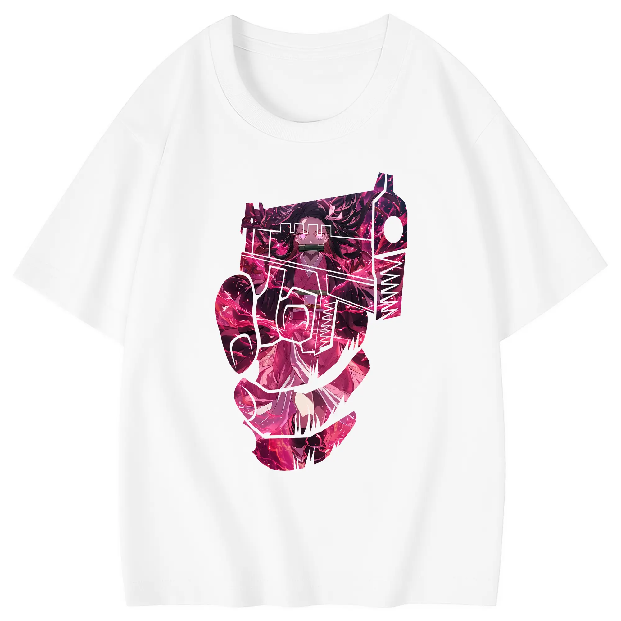 鬼滅の刃 グッズ,竈門 禰豆子 - 綿100％ キッズTシャツ ・ フロントプリント ・ 快適 通気性 ・ スポーツ カジュアル 散歩用