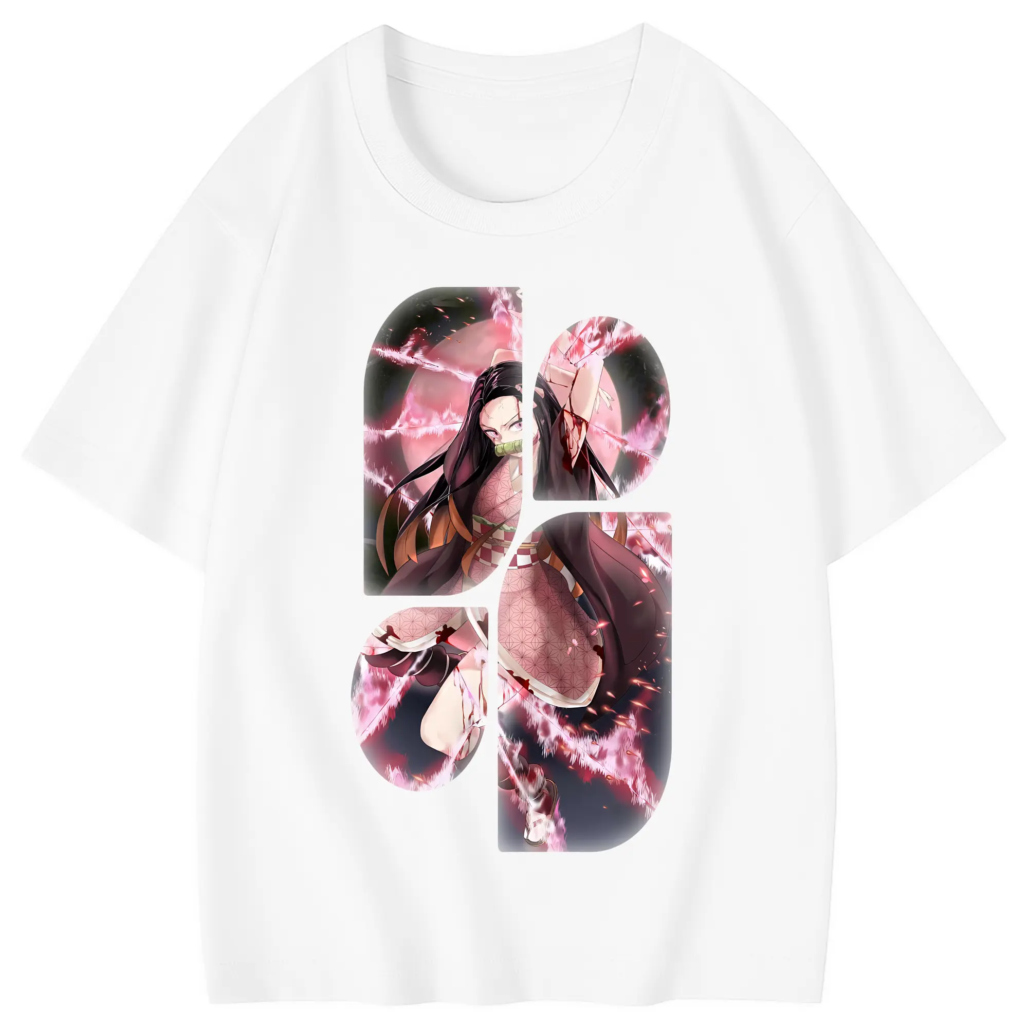 鬼滅の刃 グッズ,竈門 禰豆子 - 綿100％ キッズTシャツ ・ フロントプリント ・ 快適 通気性 ・ スポーツ カジュアル 散歩用