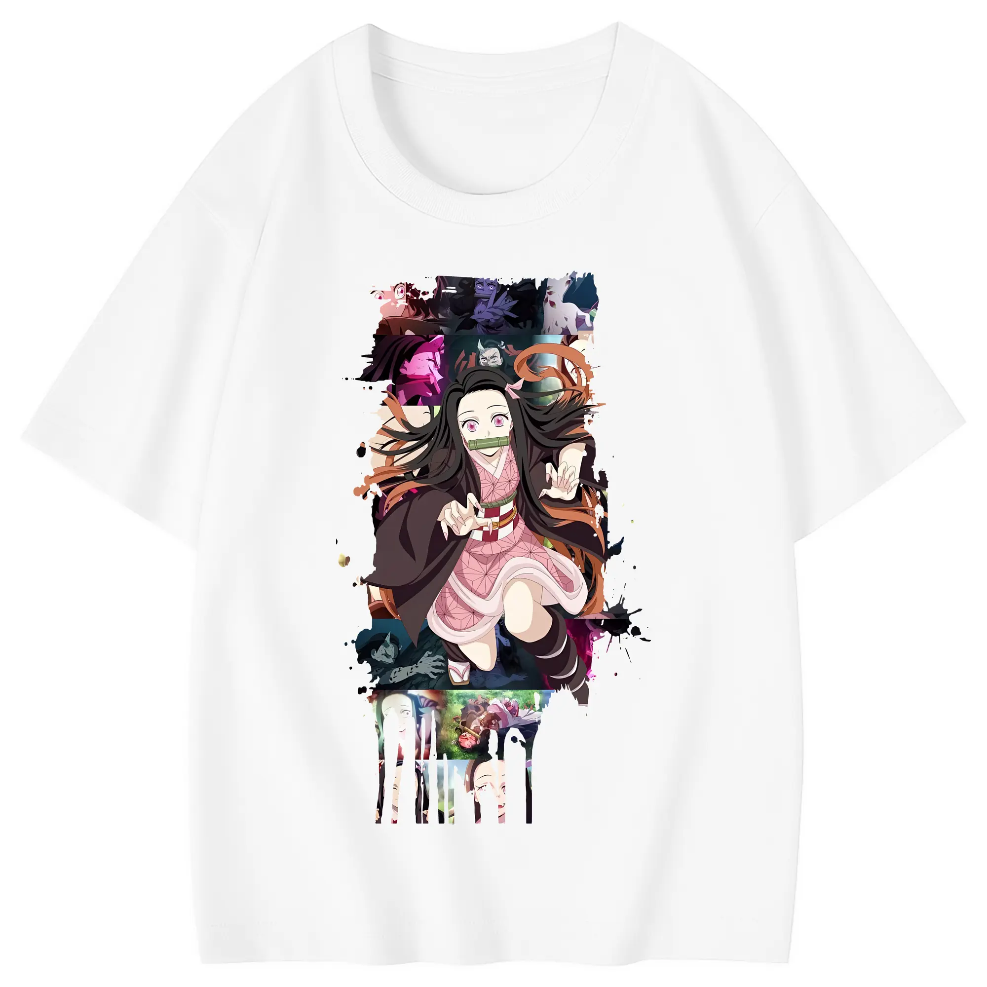 鬼滅の刃 グッズ,竈門 禰豆子 - 綿100％ キッズTシャツ ・ フロントプリント ・ 快適 通気性 ・ スポーツ カジュアル 散歩用