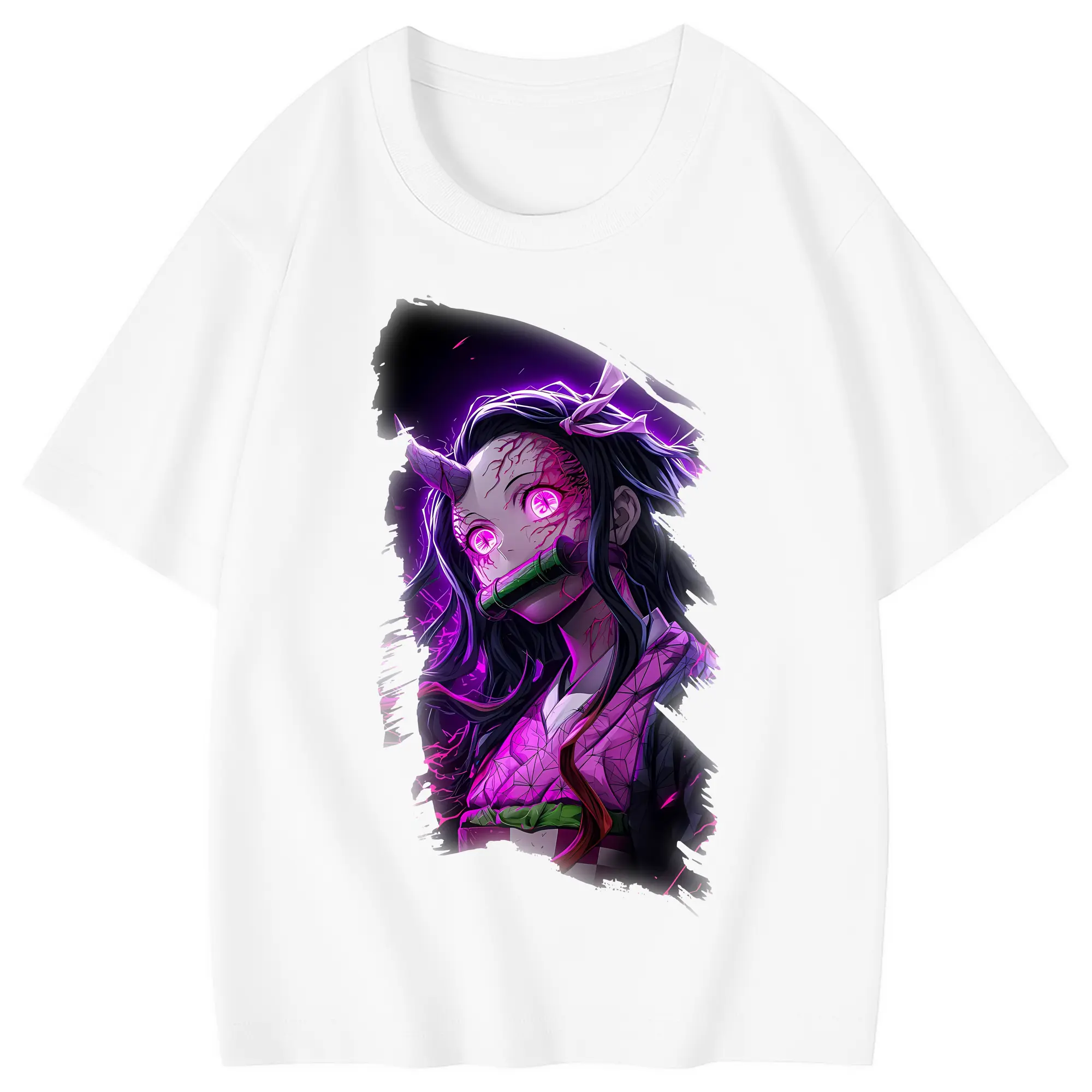 鬼滅の刃 グッズ,竈門 禰豆子 - 綿100％ キッズTシャツ ・ フロントプリント ・ 快適 通気性 ・ スポーツ カジュアル 散歩用