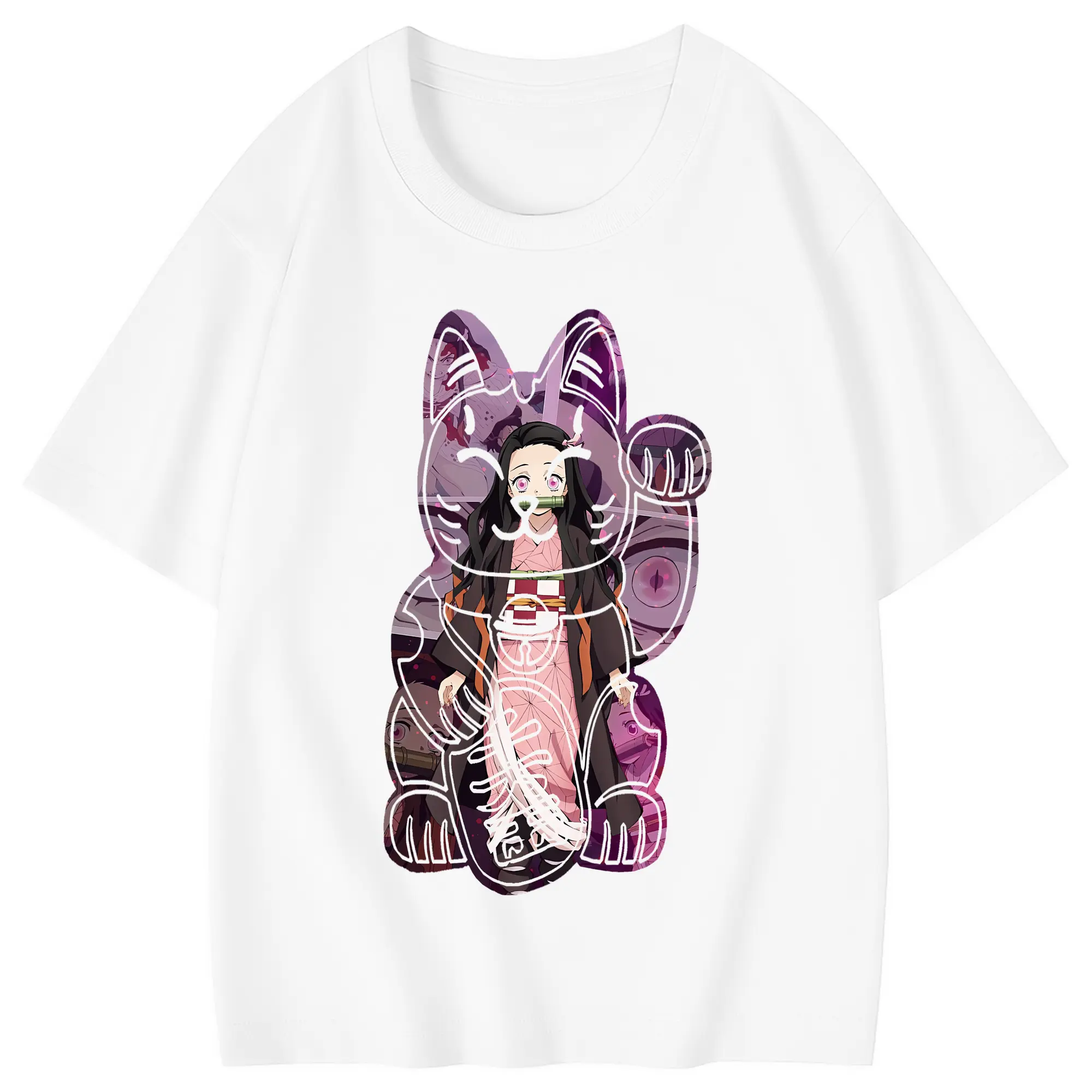 鬼滅の刃 グッズ,竈門 禰豆子 - 綿100％ キッズTシャツ ・ フロントプリント ・ 快適 通気性 ・ スポーツ カジュアル 散歩用