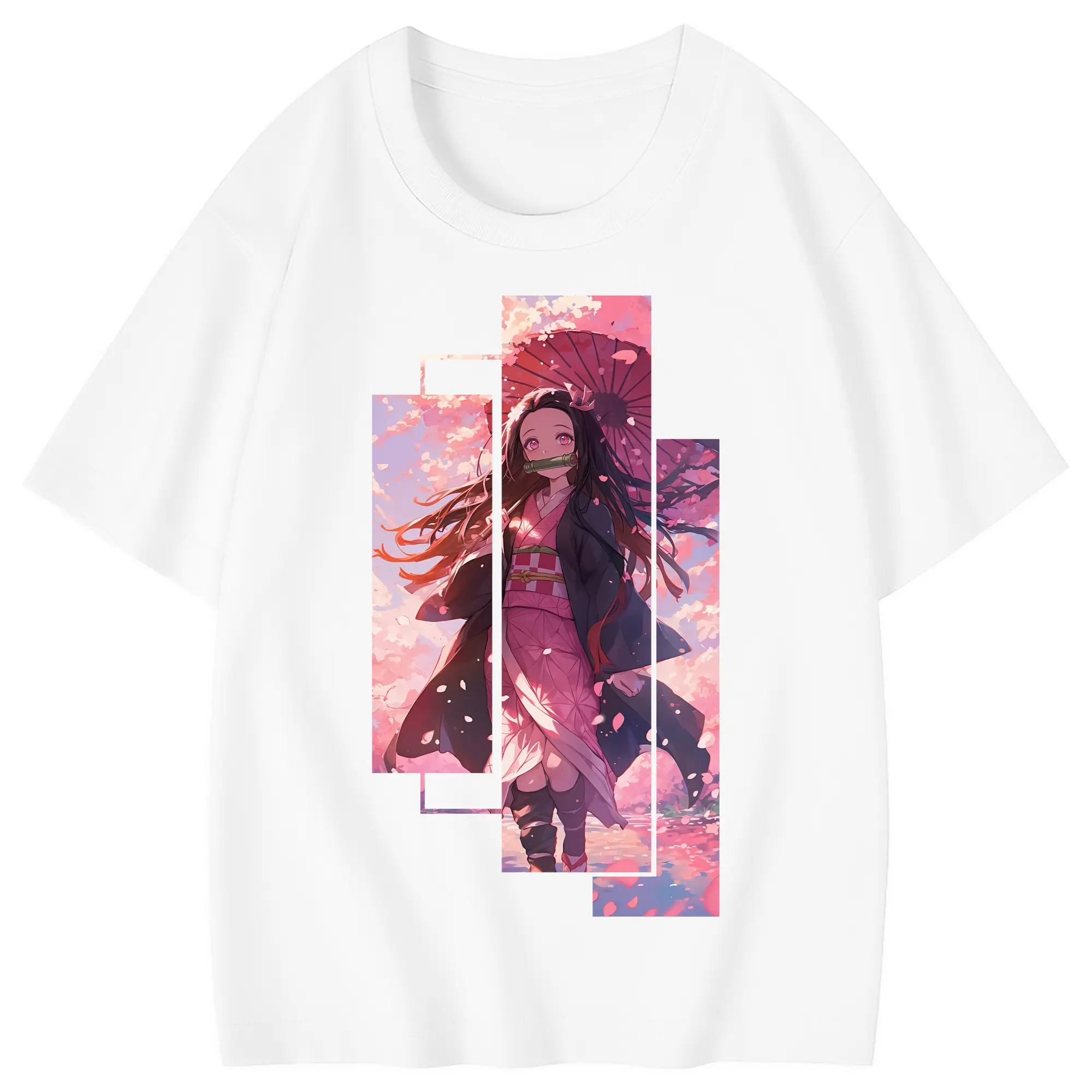 鬼滅の刃 グッズ,竈門 禰豆子 - 綿100％ キッズTシャツ ・ フロントプリント ・ 快適 通気性 ・ スポーツ カジュアル 散歩用