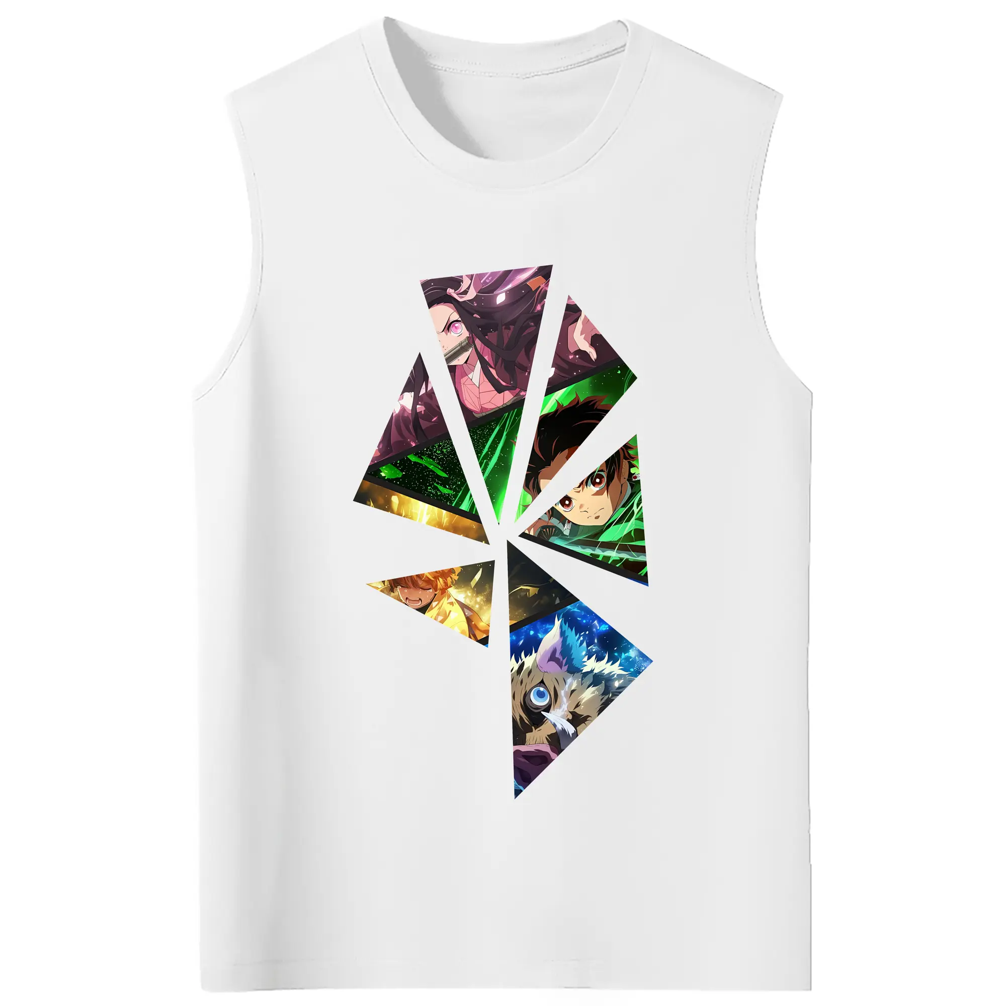 鬼滅の刃 グッズ,竈門 禰豆子 - コットン100％ タンクトップ ・ フロントプリント ・ タイトフィット ・ 快適 通気性 ・ スポーツ カジュアル 散歩用