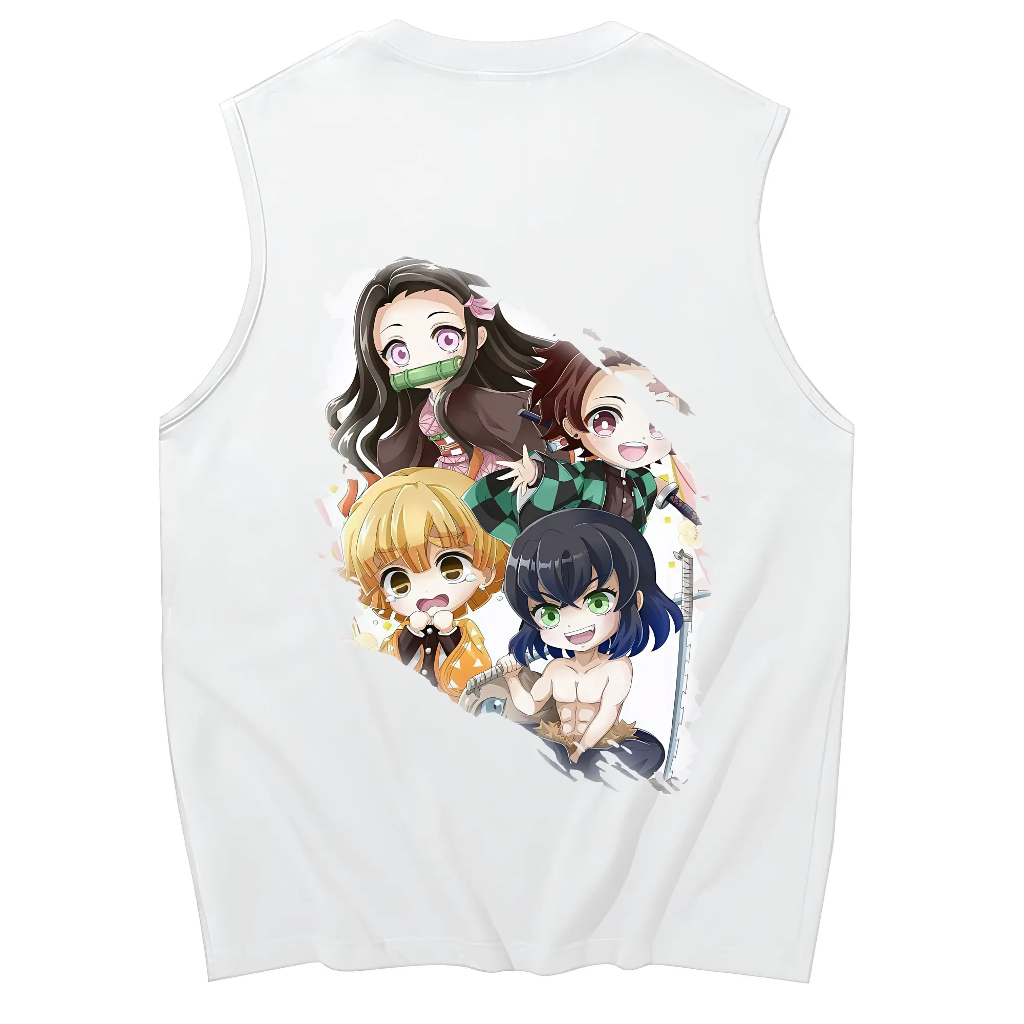 鬼滅の刃 グッズ,竈門 禰豆子 - コットン100％ タンクトップ ・ 背面プリント ・ タイトシルエット ・ 快適 通気性 ・ スポーツ カジュアル 散歩用