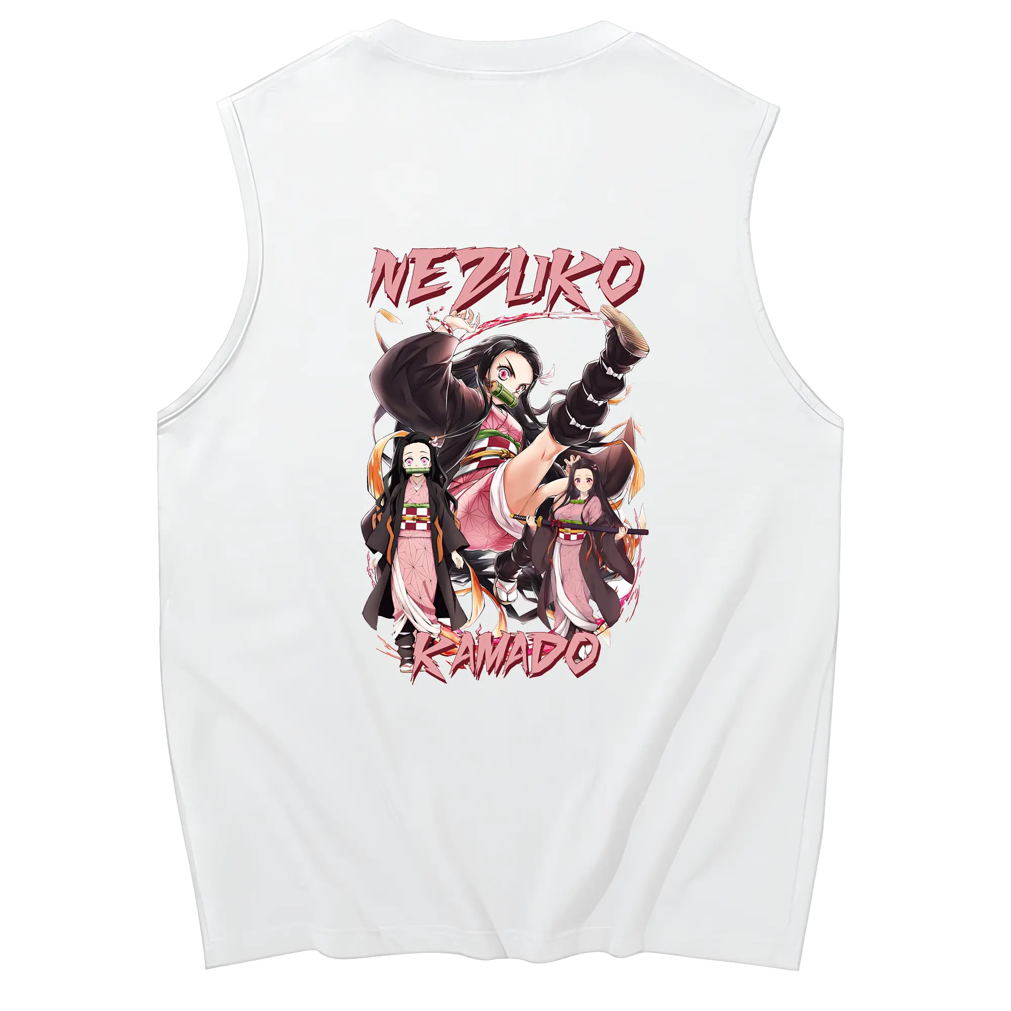 鬼滅の刃 グッズ,竈門 禰豆子 - コットン100％ タンクトップ ・ 背面プリント ・ タイトシルエット ・ 快適 通気性 ・ スポーツ カジュアル 散歩用