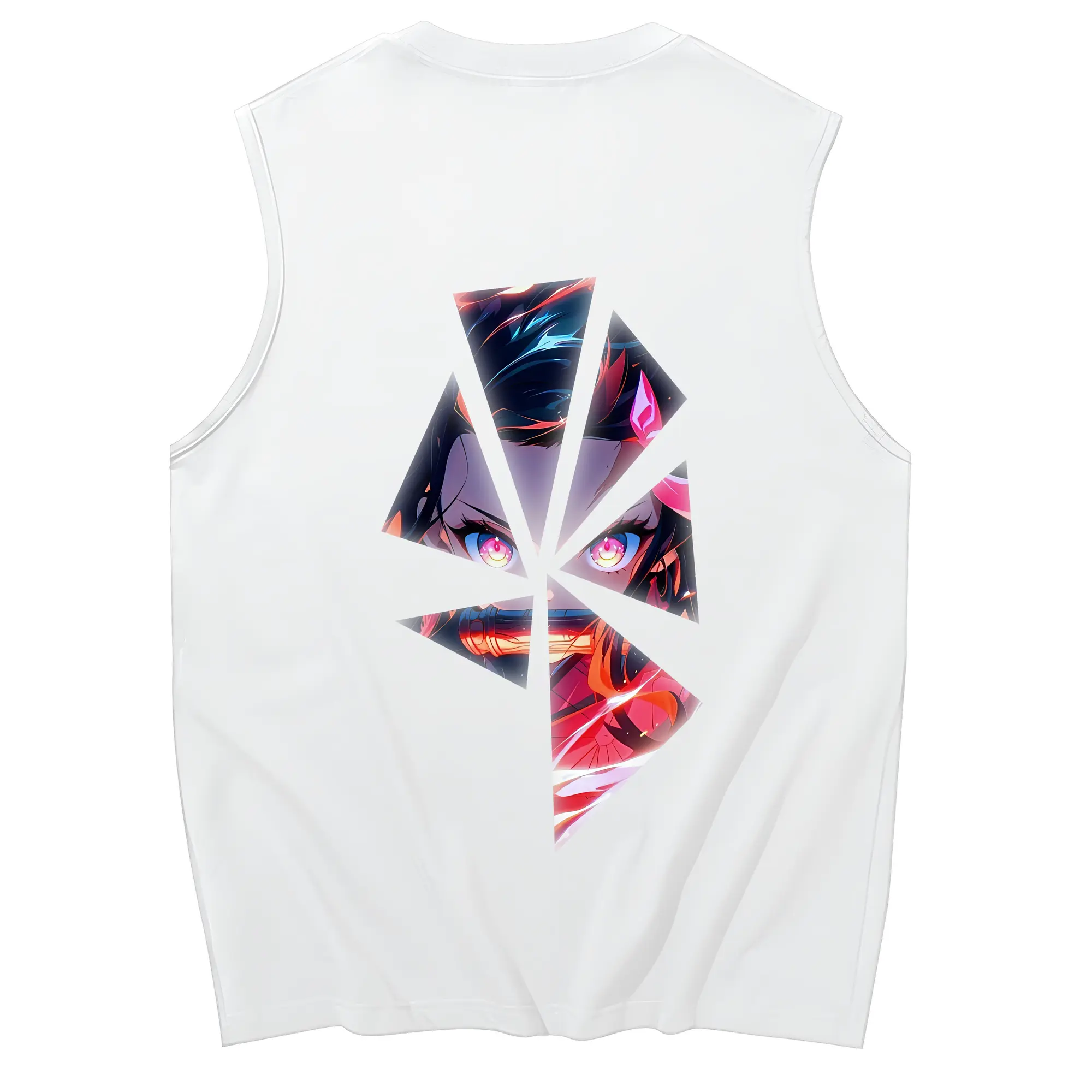 鬼滅の刃 グッズ,竈門 禰豆子 - コットン100％ タンクトップ ・ 背面プリント ・ タイトシルエット ・ 快適 通気性 ・ スポーツ カジュアル 散歩用