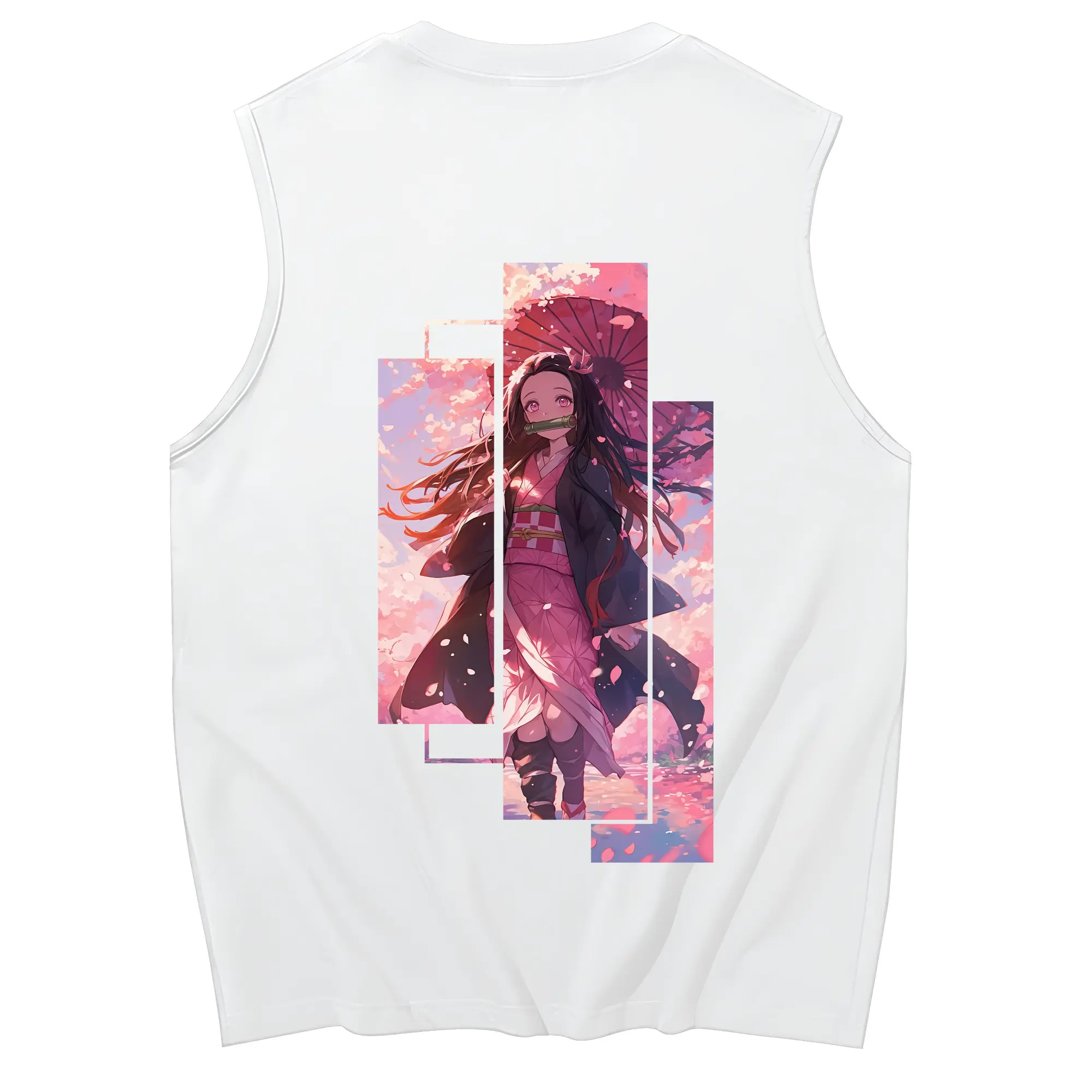 鬼滅の刃 グッズ,竈門 禰豆子 - コットン100％ タンクトップ ・ 背面プリント ・ タイトシルエット ・ 快適 通気性 ・ スポーツ カジュアル 散歩用