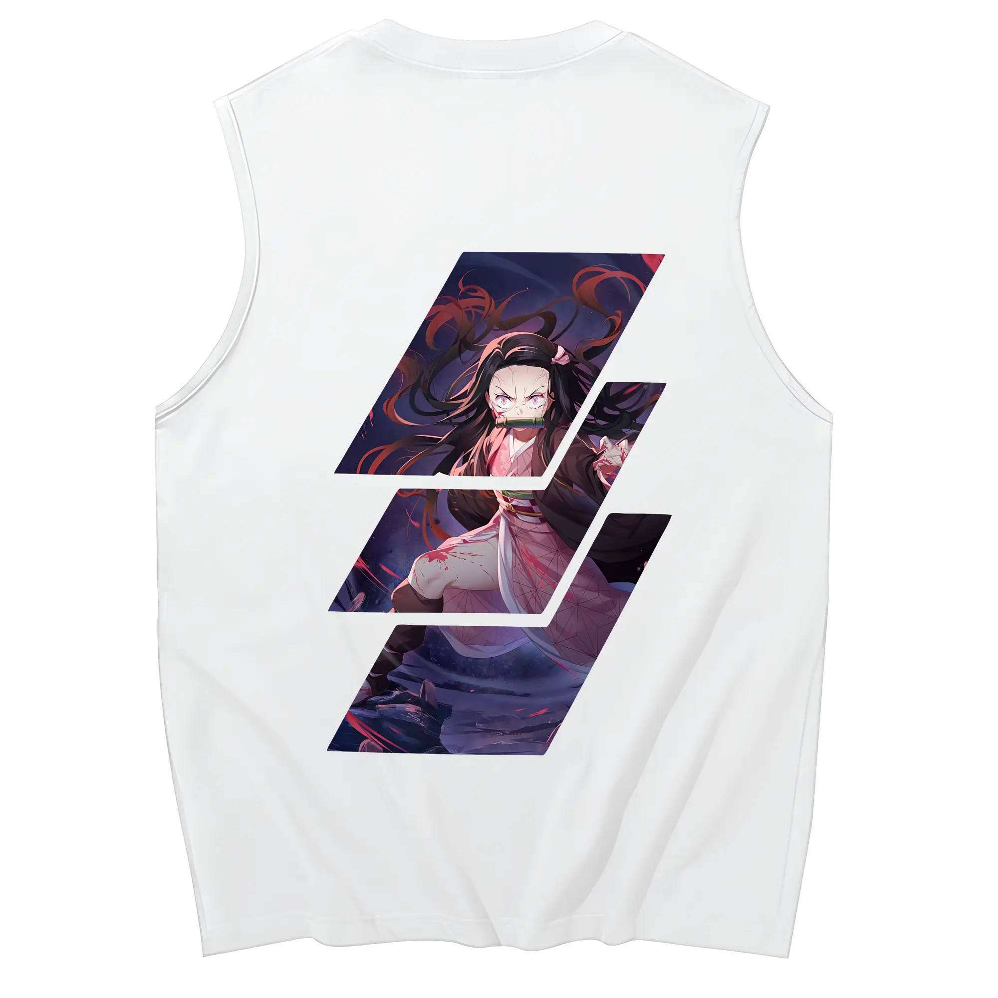 鬼滅の刃 グッズ,竈門 禰豆子 - コットン100％ タンクトップ ・ 背面プリント ・ タイトシルエット ・ 快適 通気性 ・ スポーツ カジュアル 散歩用