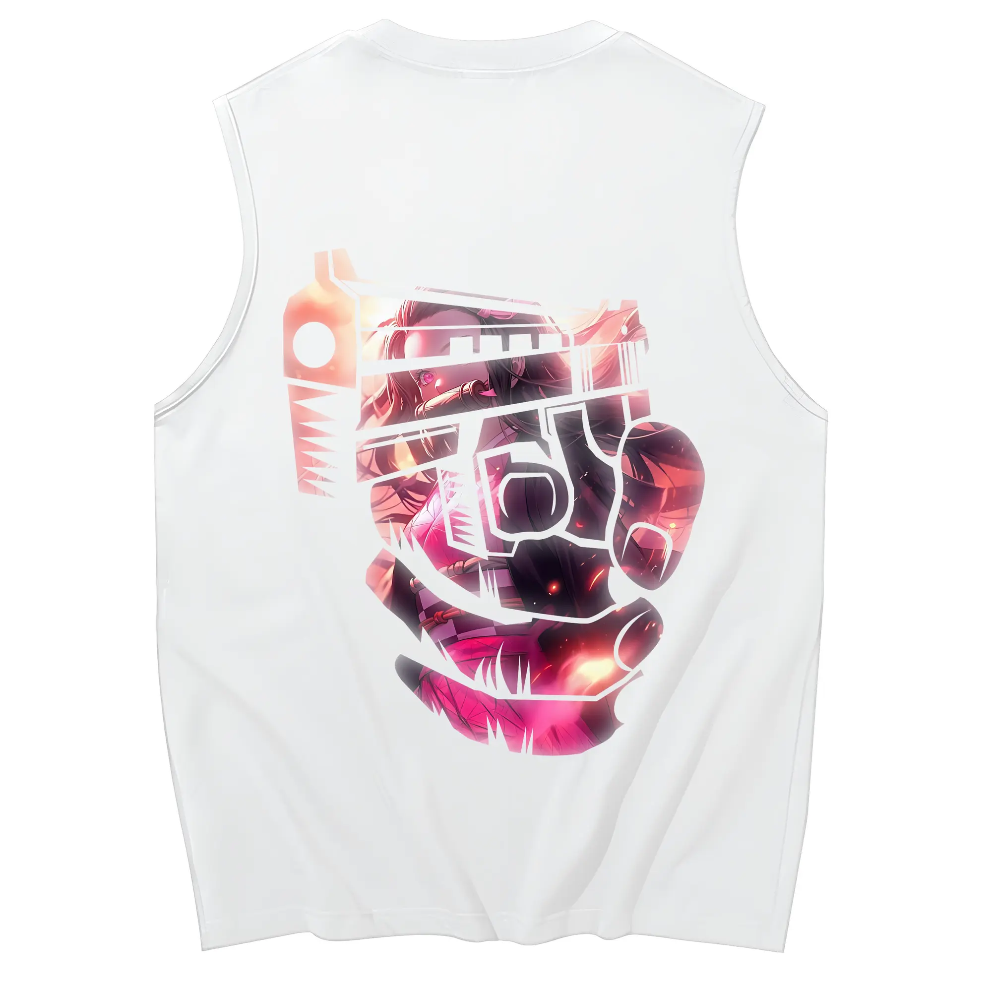 鬼滅の刃 グッズ,竈門 禰豆子 - コットン100％ タンクトップ ・ 背面プリント ・ タイトシルエット ・ 快適 通気性 ・ スポーツ カジュアル 散歩用