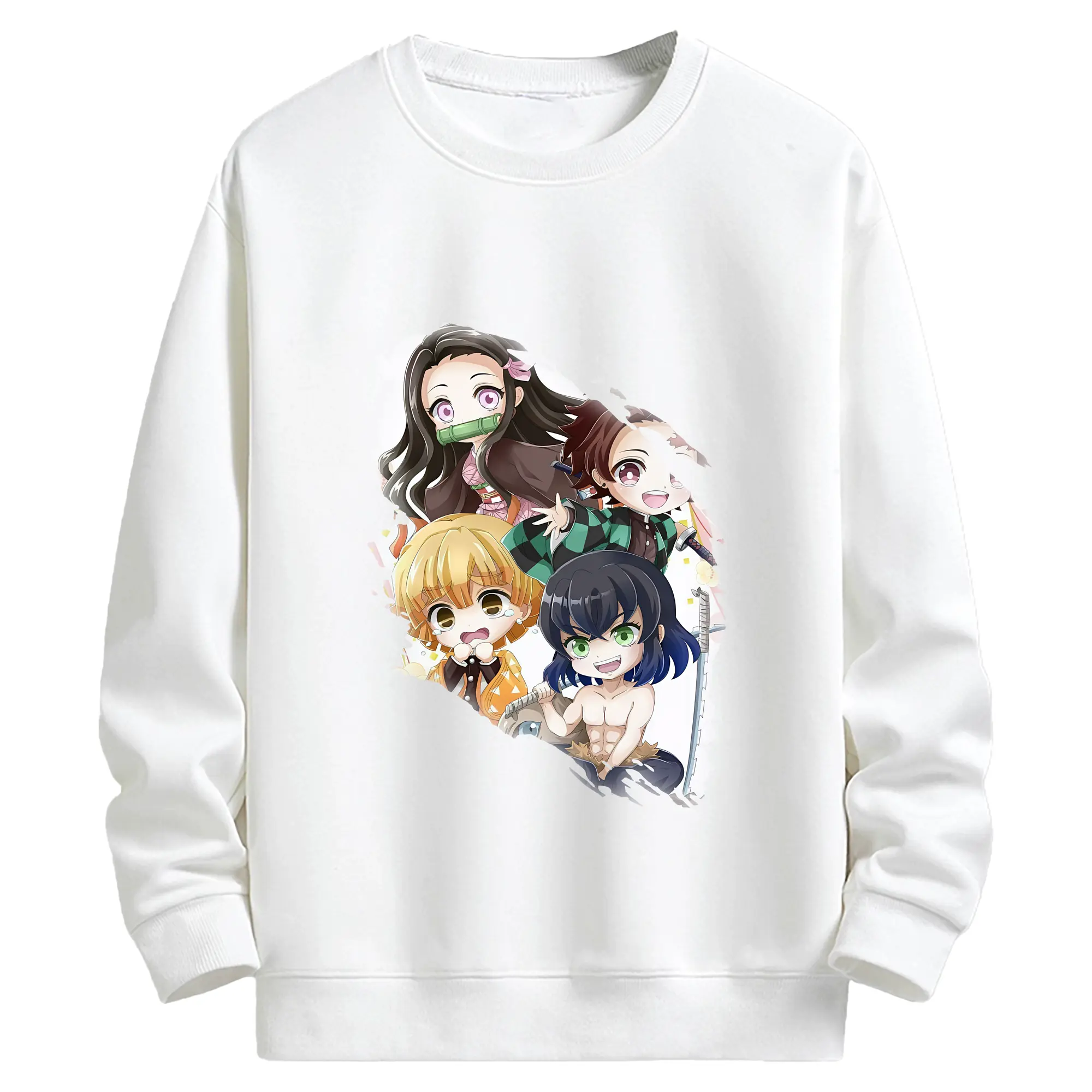 鬼滅の刃 グッズ,竈門 禰豆子 - 高品質 クルーネック スウェット ・ コットン59％ ポリエステル41％ ・ ユニセックス 長袖 トレーナー ・ カジュアル デイリー スポーツ 散歩用