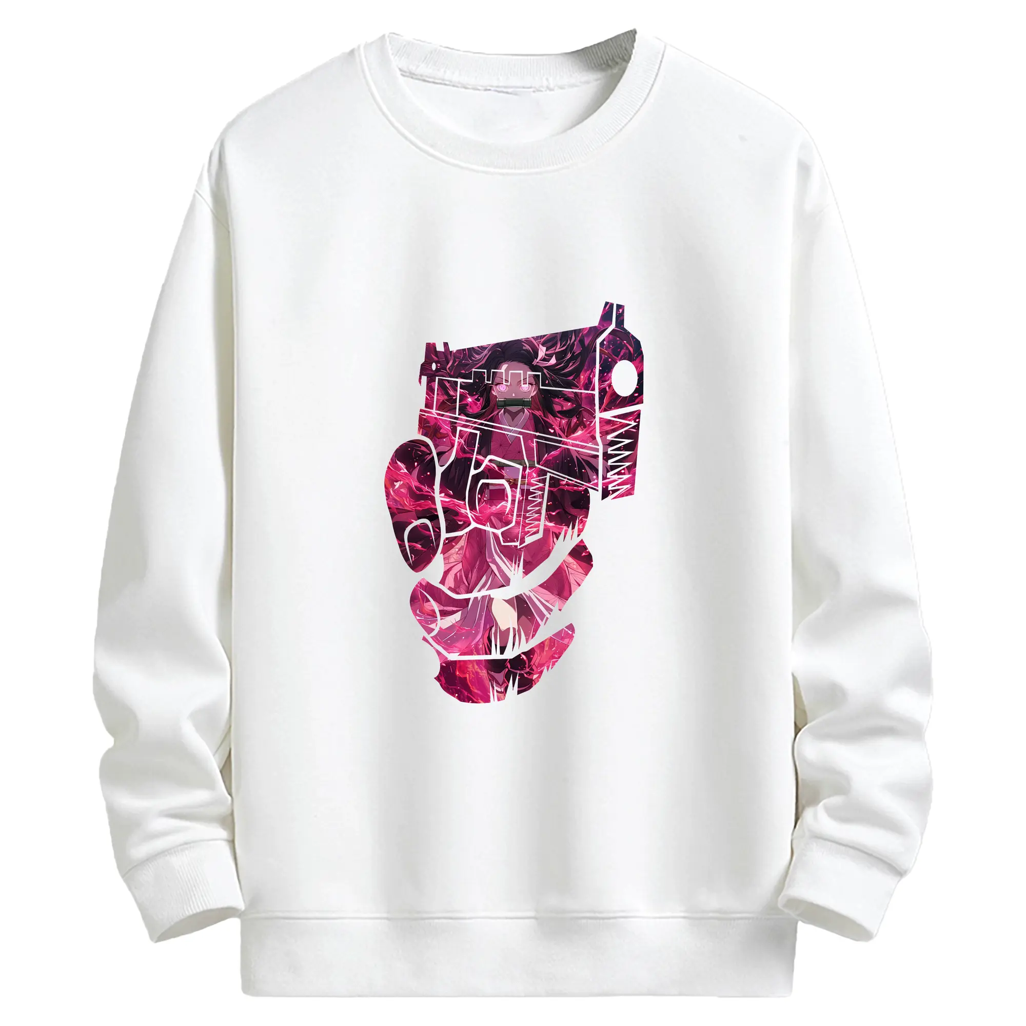 鬼滅の刃 グッズ,竈門 禰豆子 - 高品質 クルーネック スウェット ・ コットン59％ ポリエステル41％ ・ ユニセックス 長袖 トレーナー ・ カジュアル デイリー スポーツ 散歩用