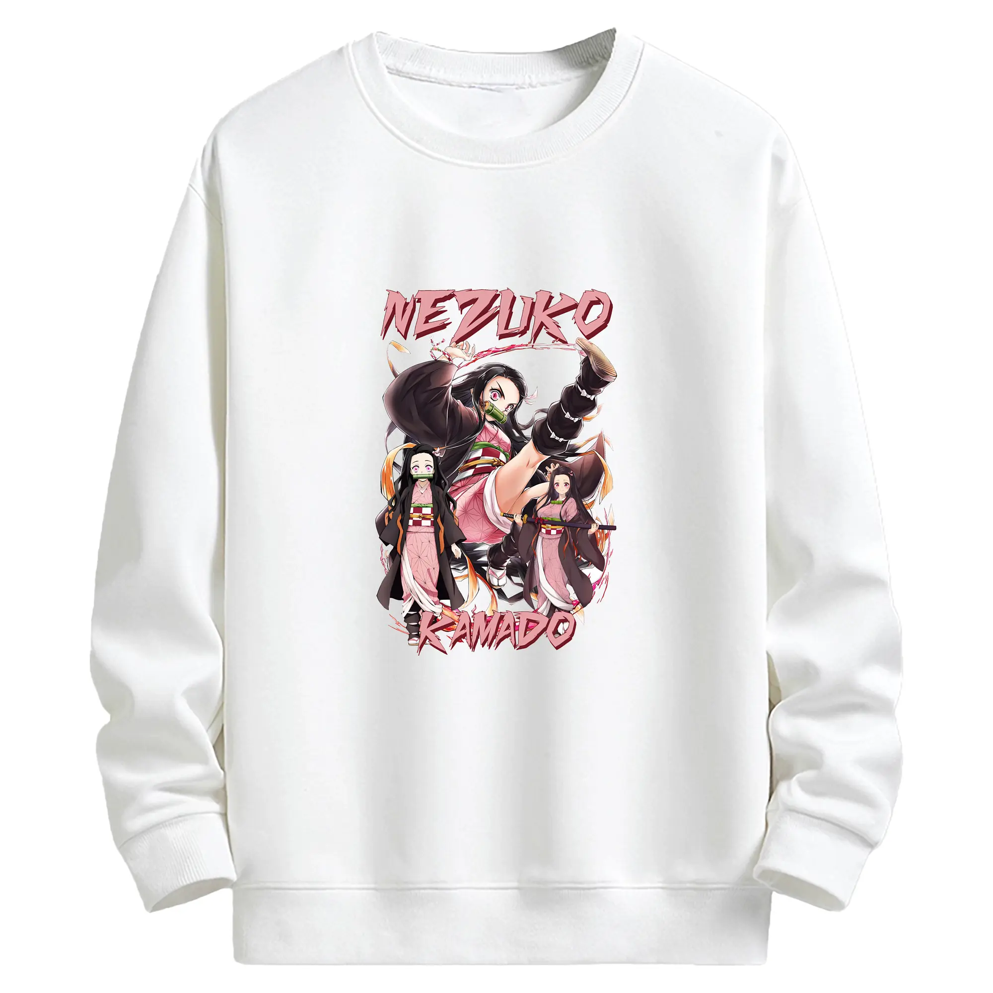 鬼滅の刃 グッズ,竈門 禰豆子 - 高品質 クルーネック スウェット ・ コットン59％ ポリエステル41％ ・ ユニセックス 長袖 トレーナー ・ カジュアル デイリー スポーツ 散歩用