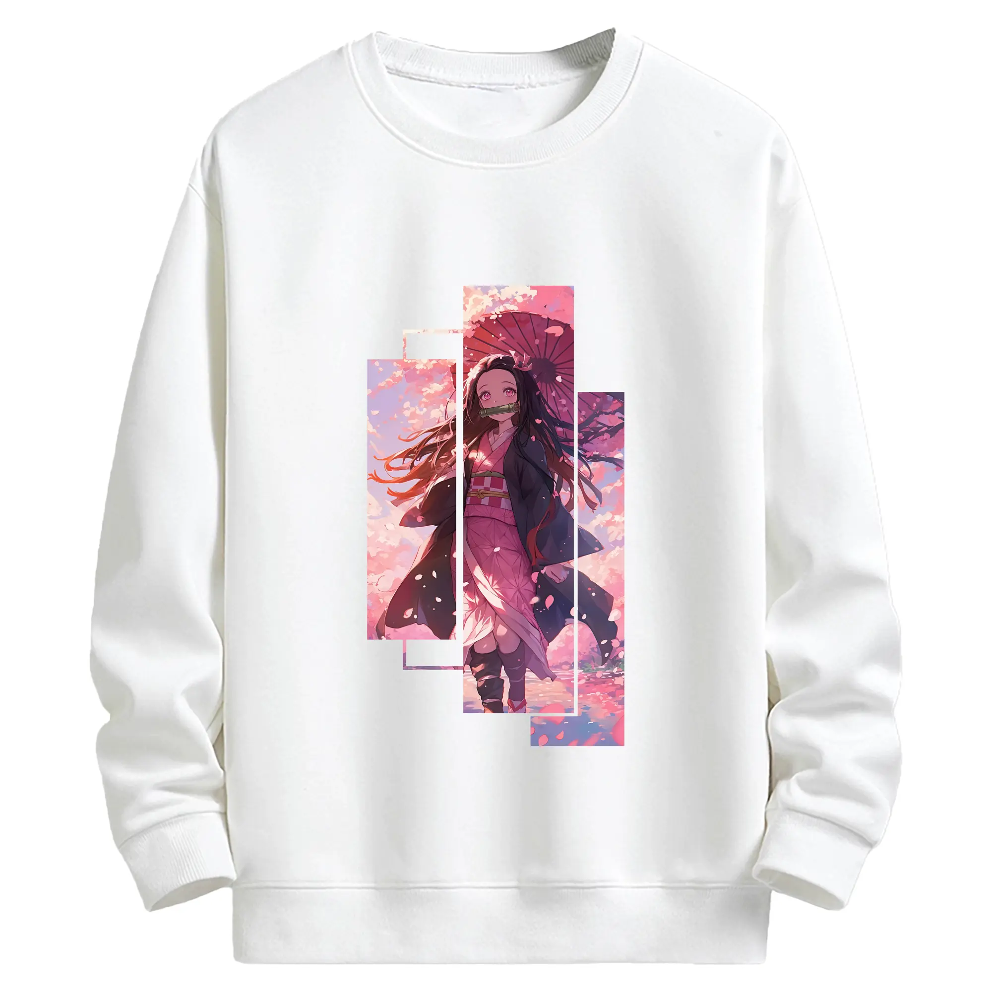 鬼滅の刃 グッズ,竈門 禰豆子 - 高品質 クルーネック スウェット ・ コットン59％ ポリエステル41％ ・ ユニセックス 長袖 トレーナー ・ カジュアル デイリー スポーツ 散歩用