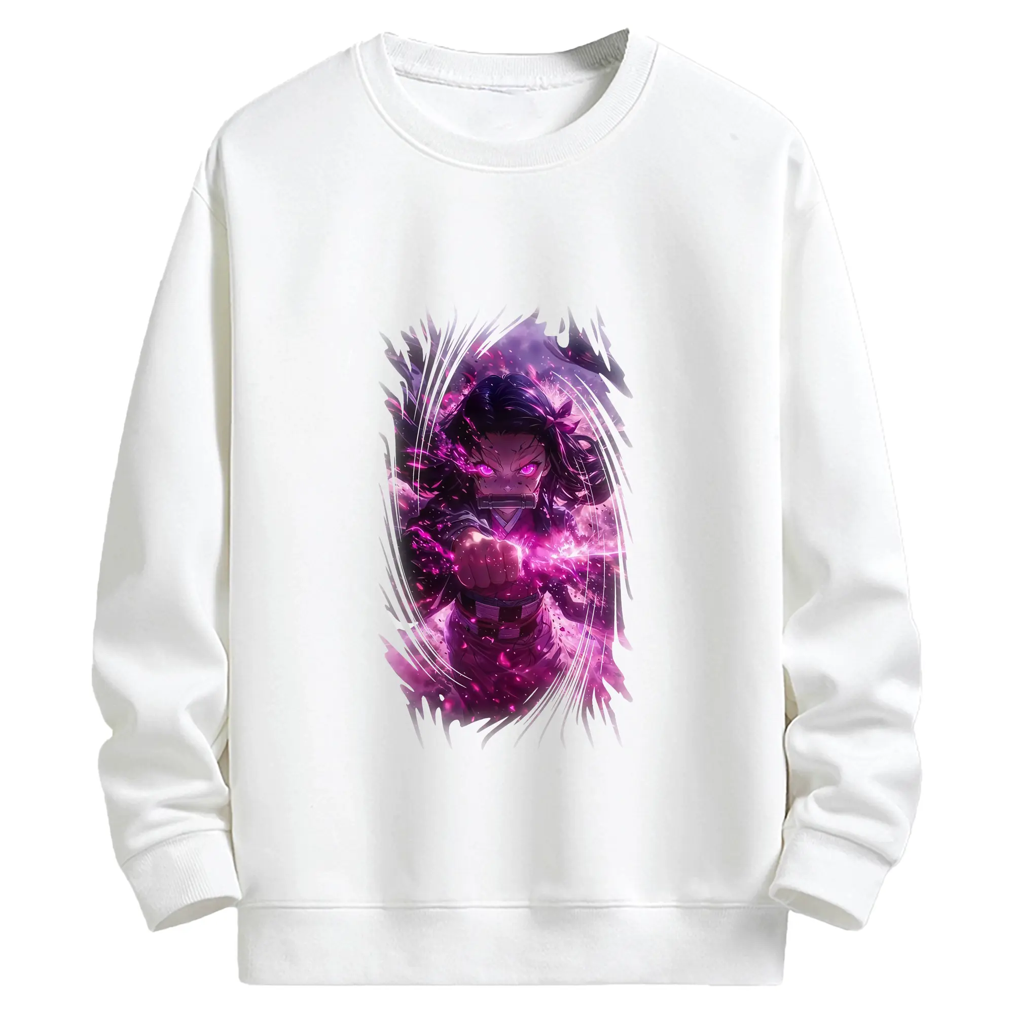 鬼滅の刃 グッズ,竈門 禰豆子 - 高品質 クルーネック スウェット ・ コットン59％ ポリエステル41％ ・ ユニセックス 長袖 トレーナー ・ カジュアル デイリー スポーツ 散歩用