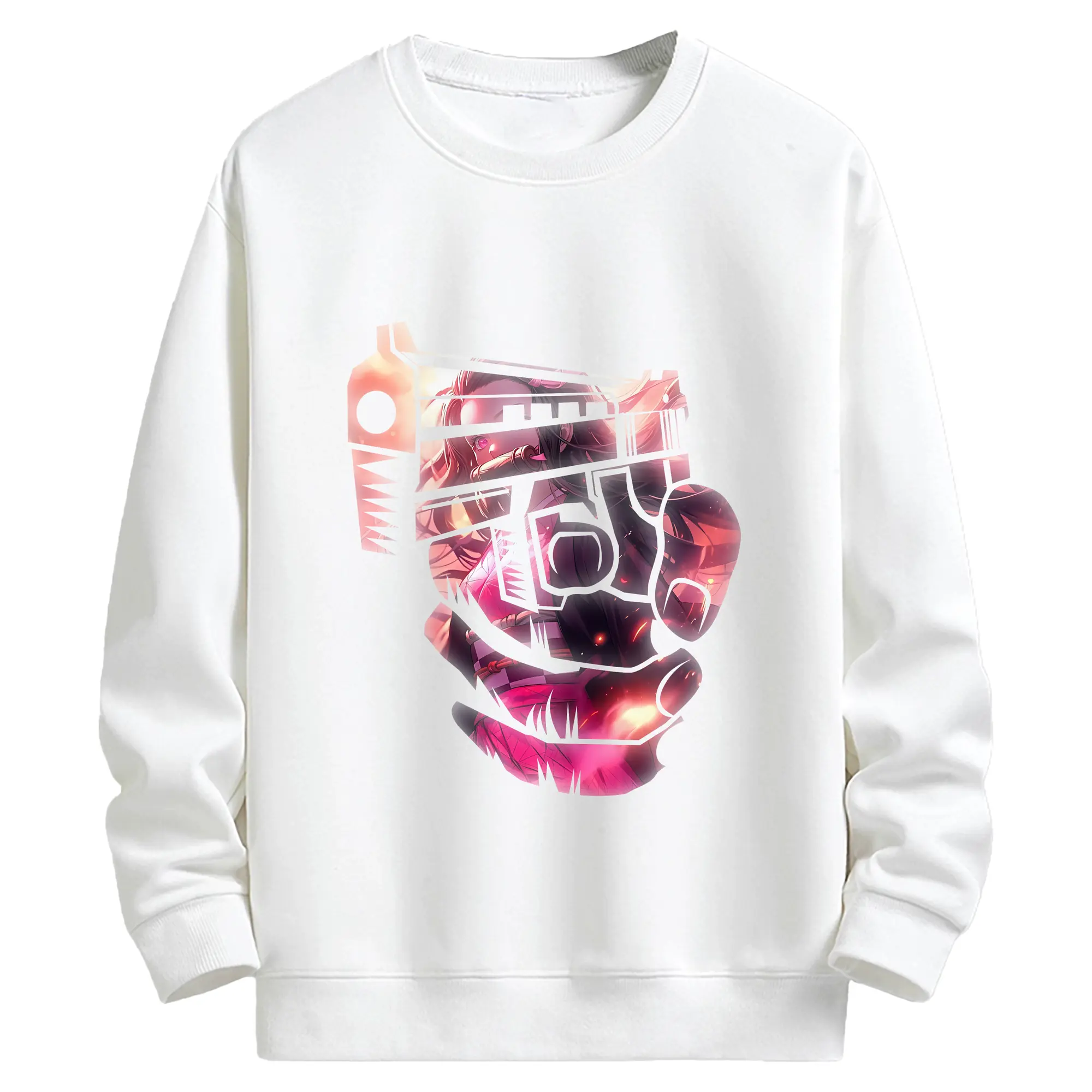 鬼滅の刃 グッズ,竈門 禰豆子 - 高品質 クルーネック スウェット ・ コットン59％ ポリエステル41％ ・ ユニセックス 長袖 トレーナー ・ カジュアル デイリー スポーツ 散歩用