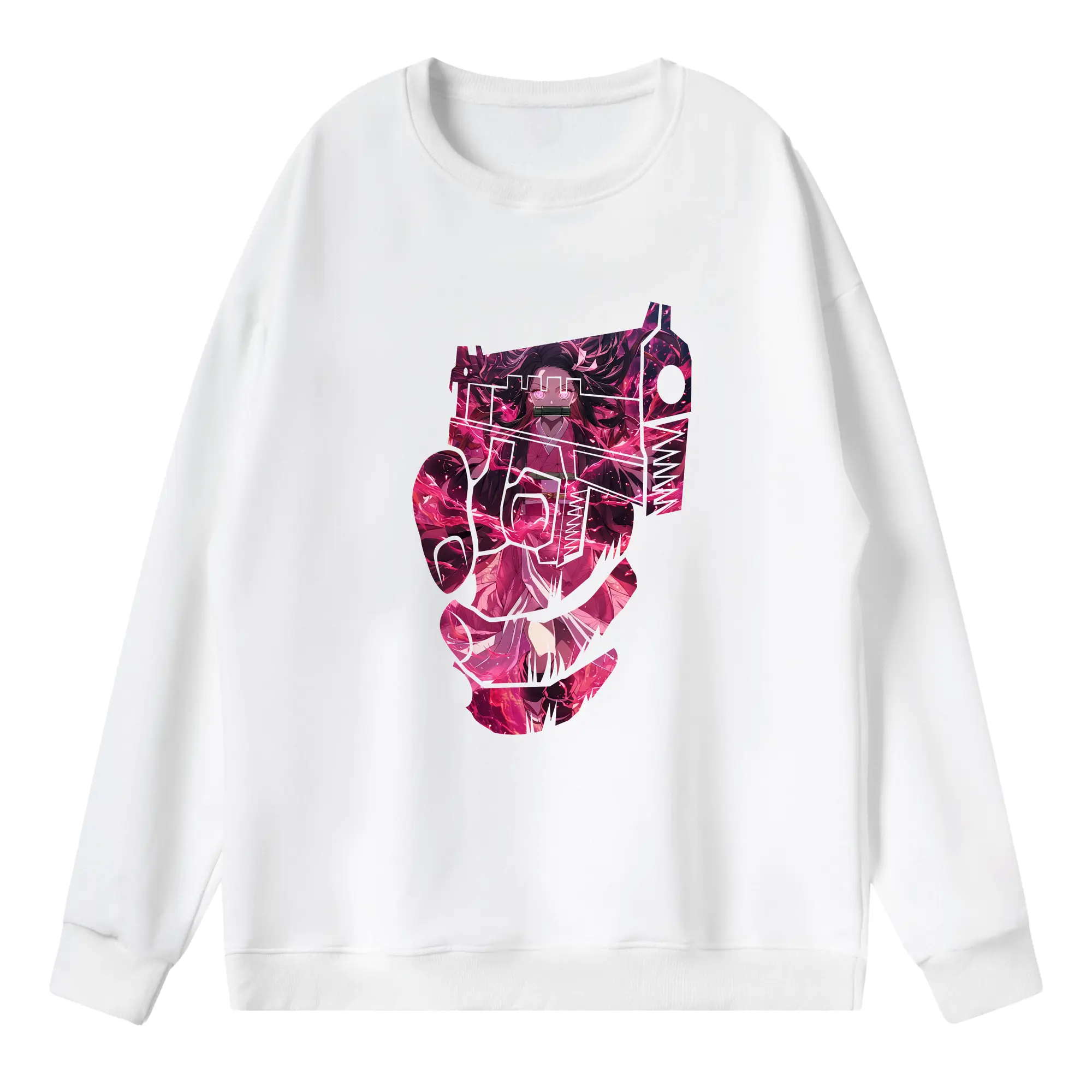 鬼滅の刃 グッズ,竈門 禰豆子 - 薄手 クルーネック スウェット 裏毛260g · ポリエステル 春秋向け カジュアル 男女兼用 · トレーナー デイリー スポーツ 散歩に最適