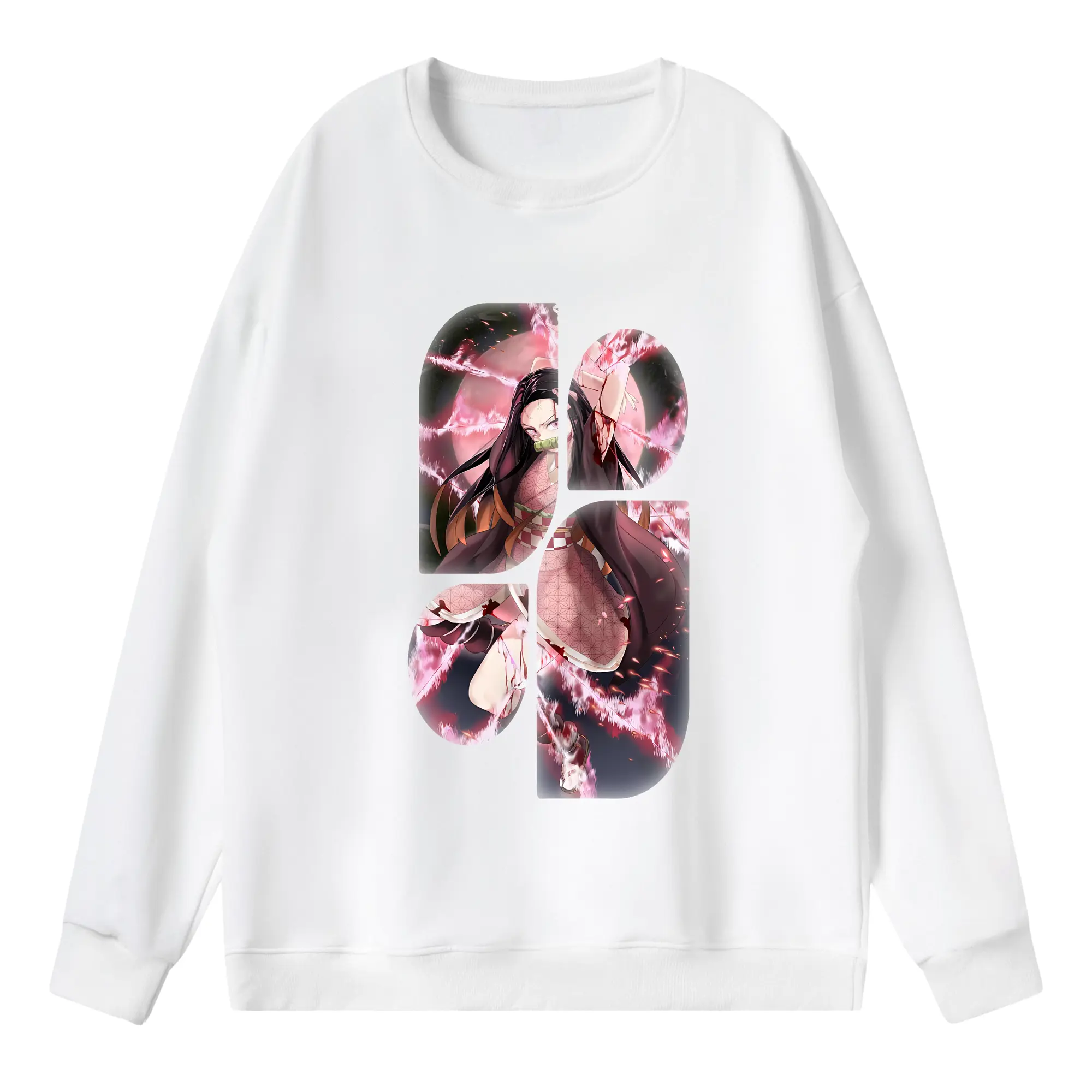 鬼滅の刃 グッズ,竈門 禰豆子 - 薄手 クルーネック スウェット 裏毛260g · ポリエステル 春秋向け カジュアル 男女兼用 · トレーナー デイリー スポーツ 散歩に最適