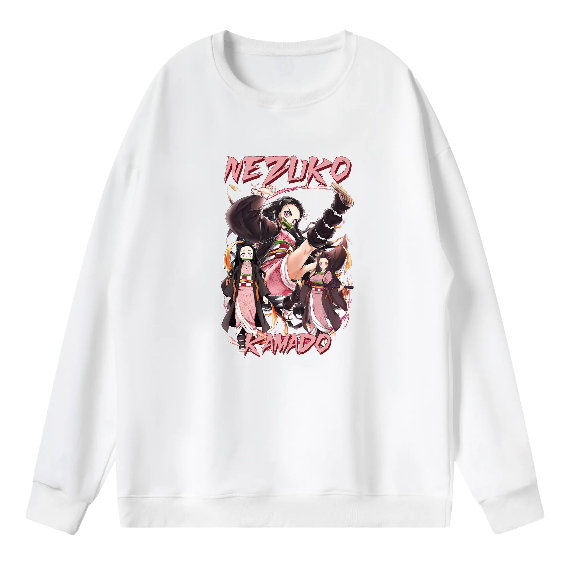 鬼滅の刃 グッズ,竈門 禰豆子 - 薄手 クルーネック スウェット 裏毛260g · ポリエステル 春秋向け カジュアル 男女兼用 · トレーナー デイリー スポーツ 散歩に最適