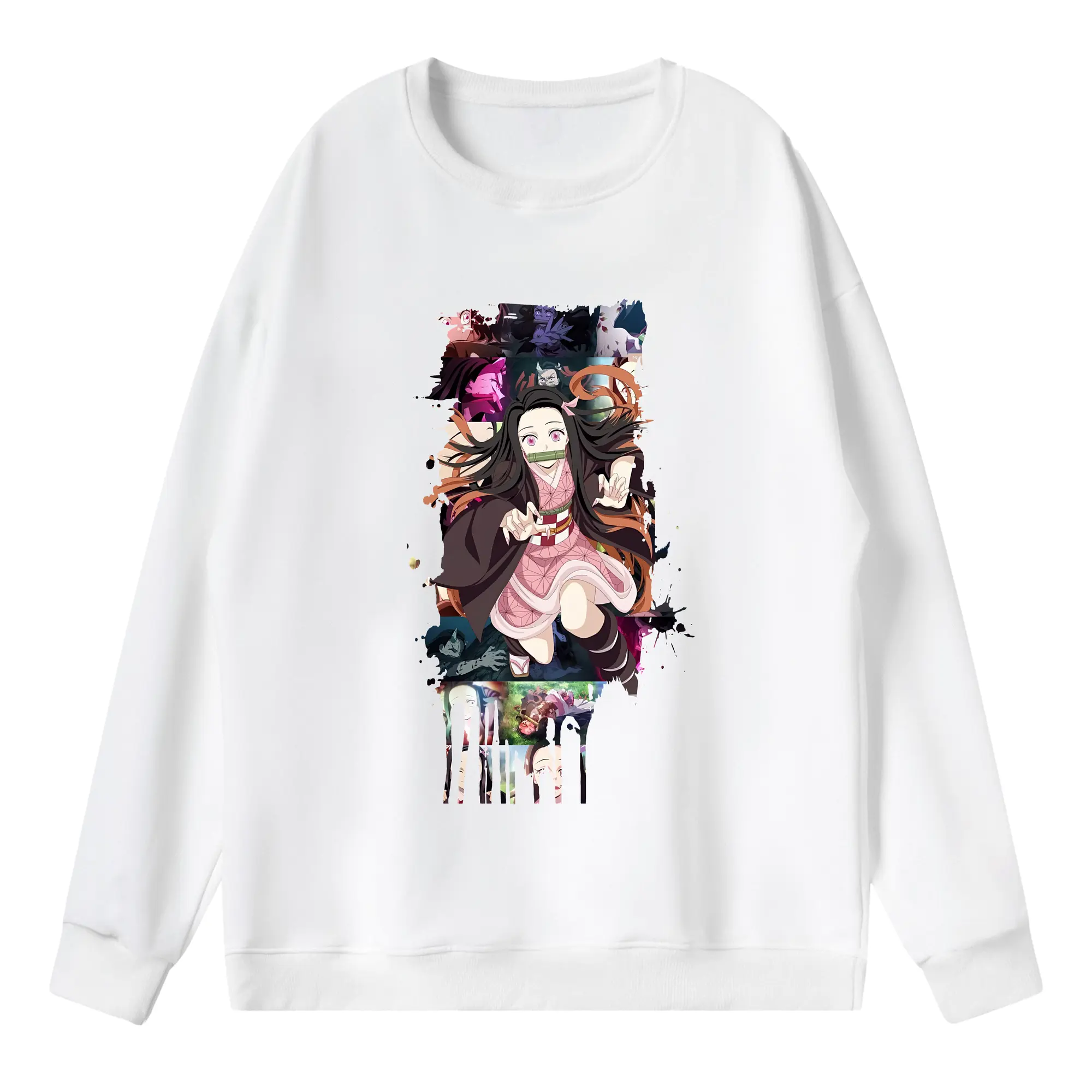 鬼滅の刃 グッズ,竈門 禰豆子 - 薄手 クルーネック スウェット 裏毛260g · ポリエステル 春秋向け カジュアル 男女兼用 · トレーナー デイリー スポーツ 散歩に最適