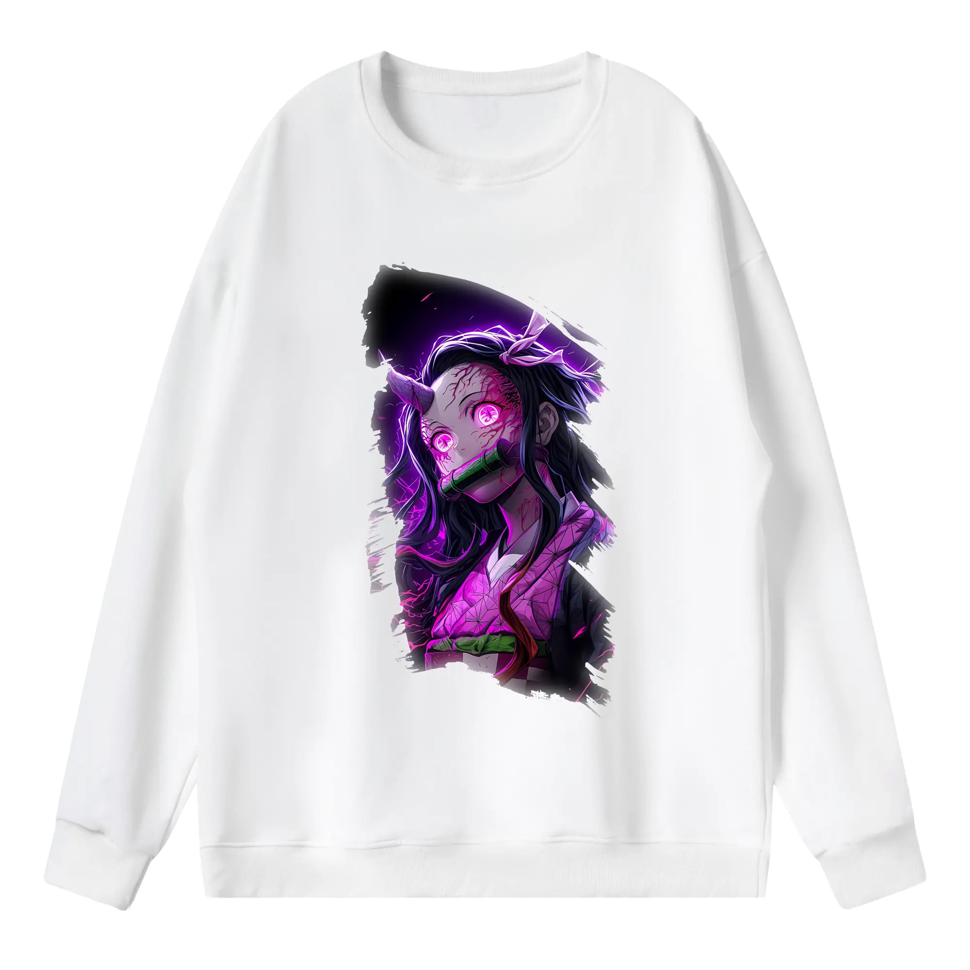 鬼滅の刃 グッズ,竈門 禰豆子 - 薄手 クルーネック スウェット 裏毛260g · ポリエステル 春秋向け カジュアル 男女兼用 · トレーナー デイリー スポーツ 散歩に最適