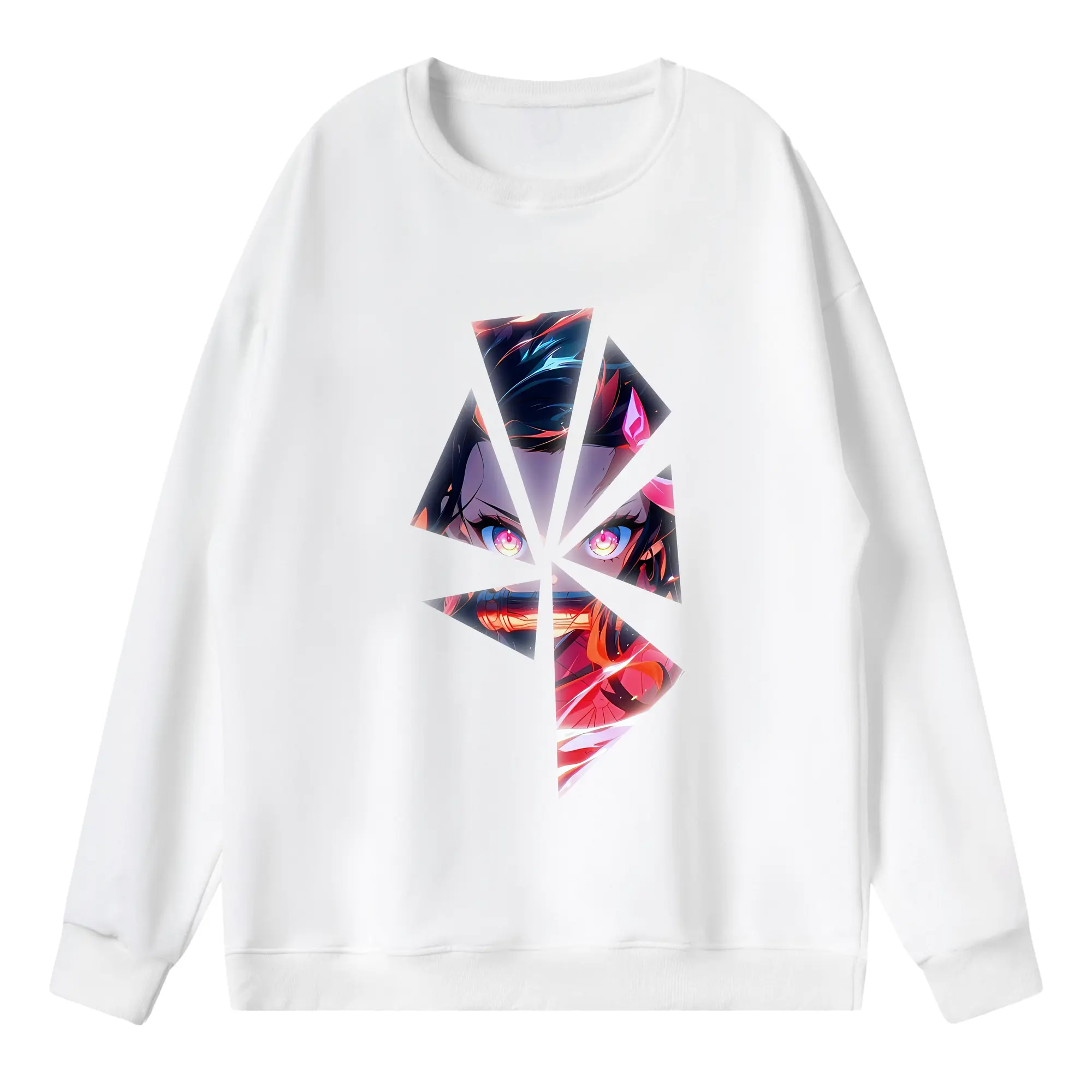 鬼滅の刃 グッズ,竈門 禰豆子 - 薄手 クルーネック スウェット 裏毛260g · ポリエステル 春秋向け カジュアル 男女兼用 · トレーナー デイリー スポーツ 散歩に最適