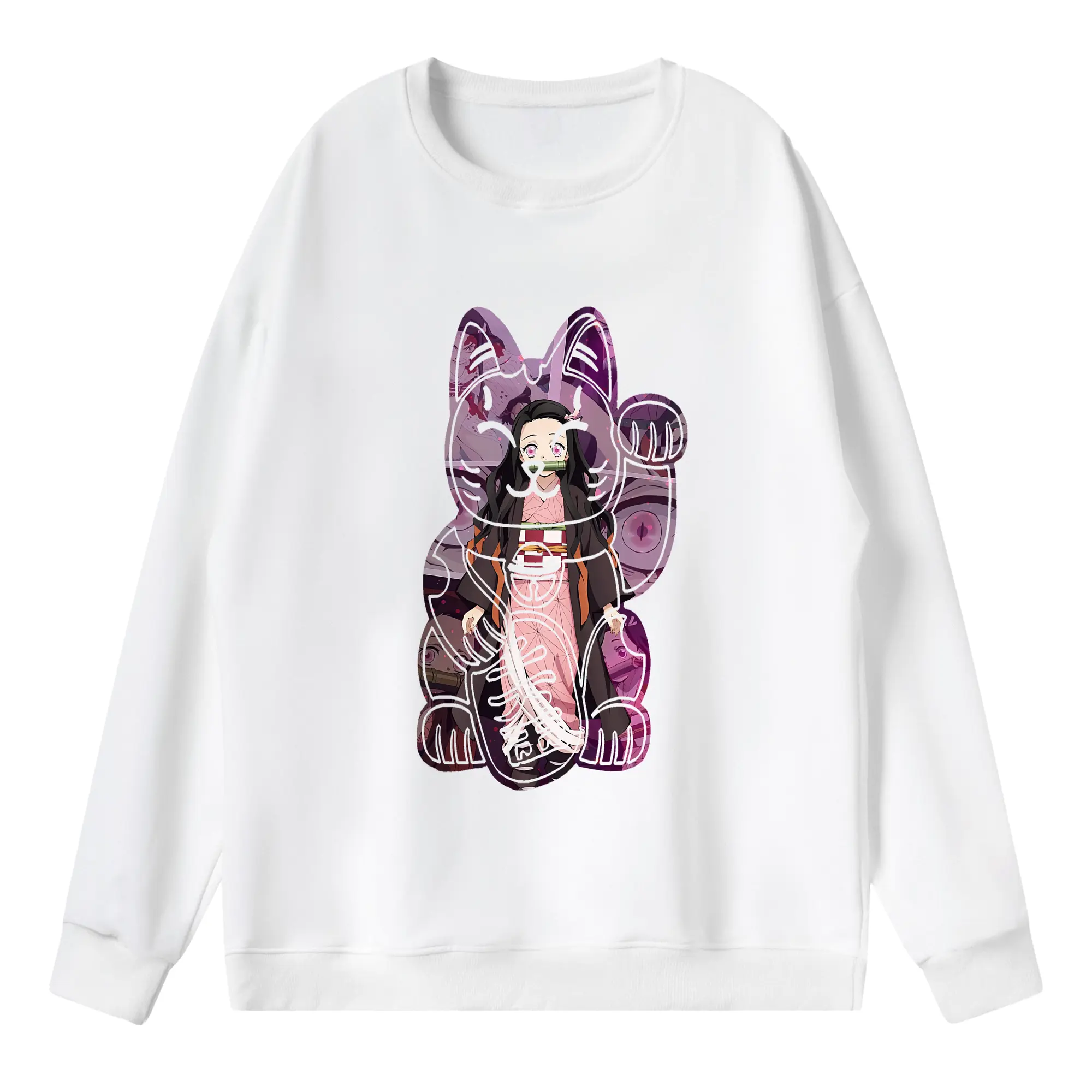 鬼滅の刃 グッズ,竈門 禰豆子 - 薄手 クルーネック スウェット 裏毛260g · ポリエステル 春秋向け カジュアル 男女兼用 · トレーナー デイリー スポーツ 散歩に最適