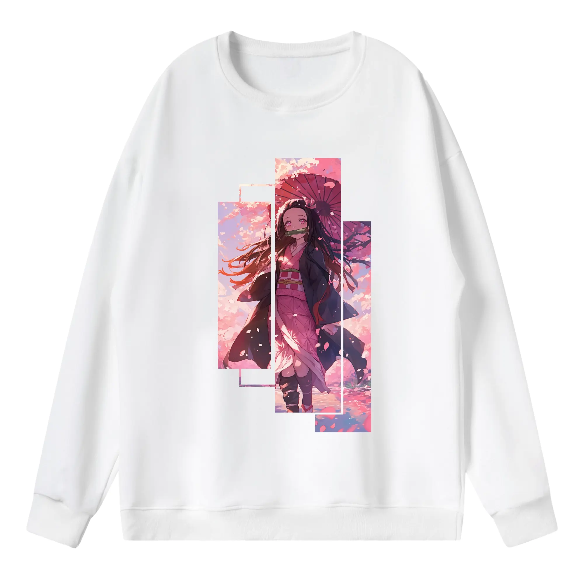 鬼滅の刃 グッズ,竈門 禰豆子 - 薄手 クルーネック スウェット 裏毛260g · ポリエステル 春秋向け カジュアル 男女兼用 · トレーナー デイリー スポーツ 散歩に最適