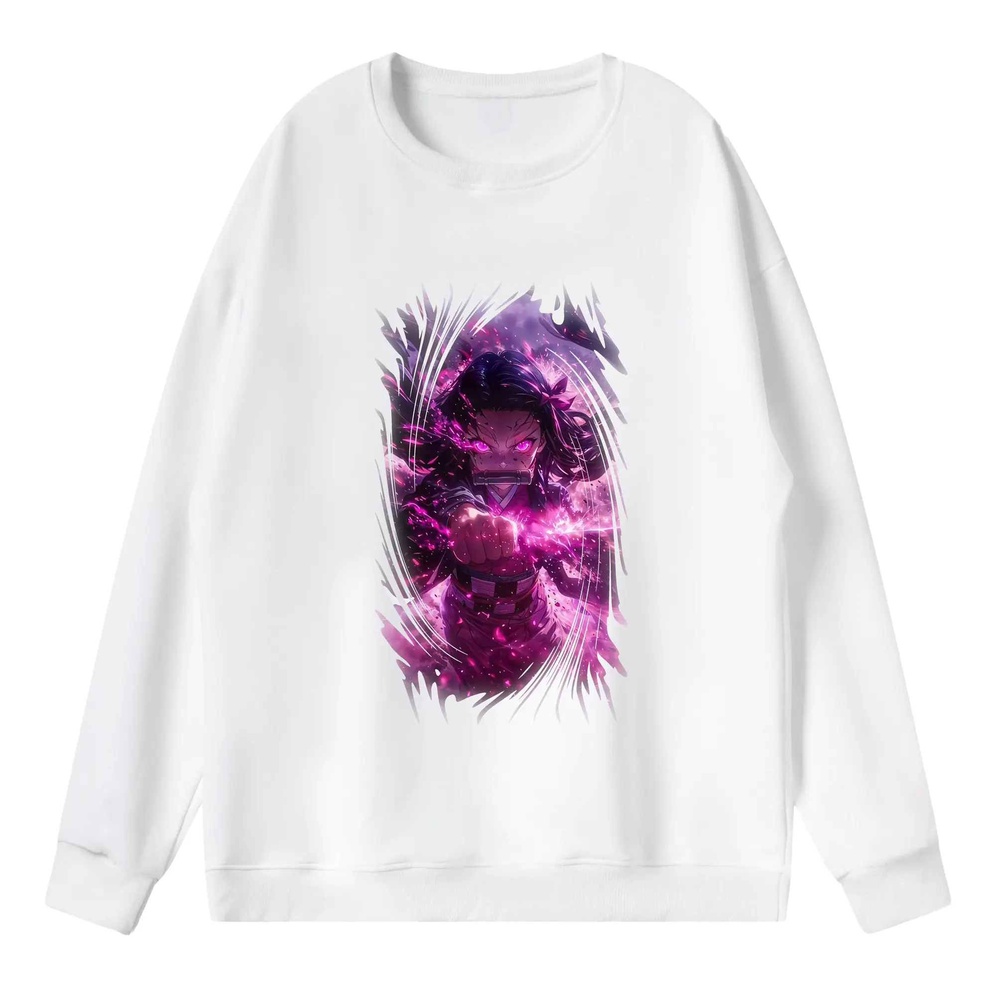 鬼滅の刃 グッズ,竈門 禰豆子 - 薄手 クルーネック スウェット 裏毛260g · ポリエステル 春秋向け カジュアル 男女兼用 · トレーナー デイリー スポーツ 散歩に最適