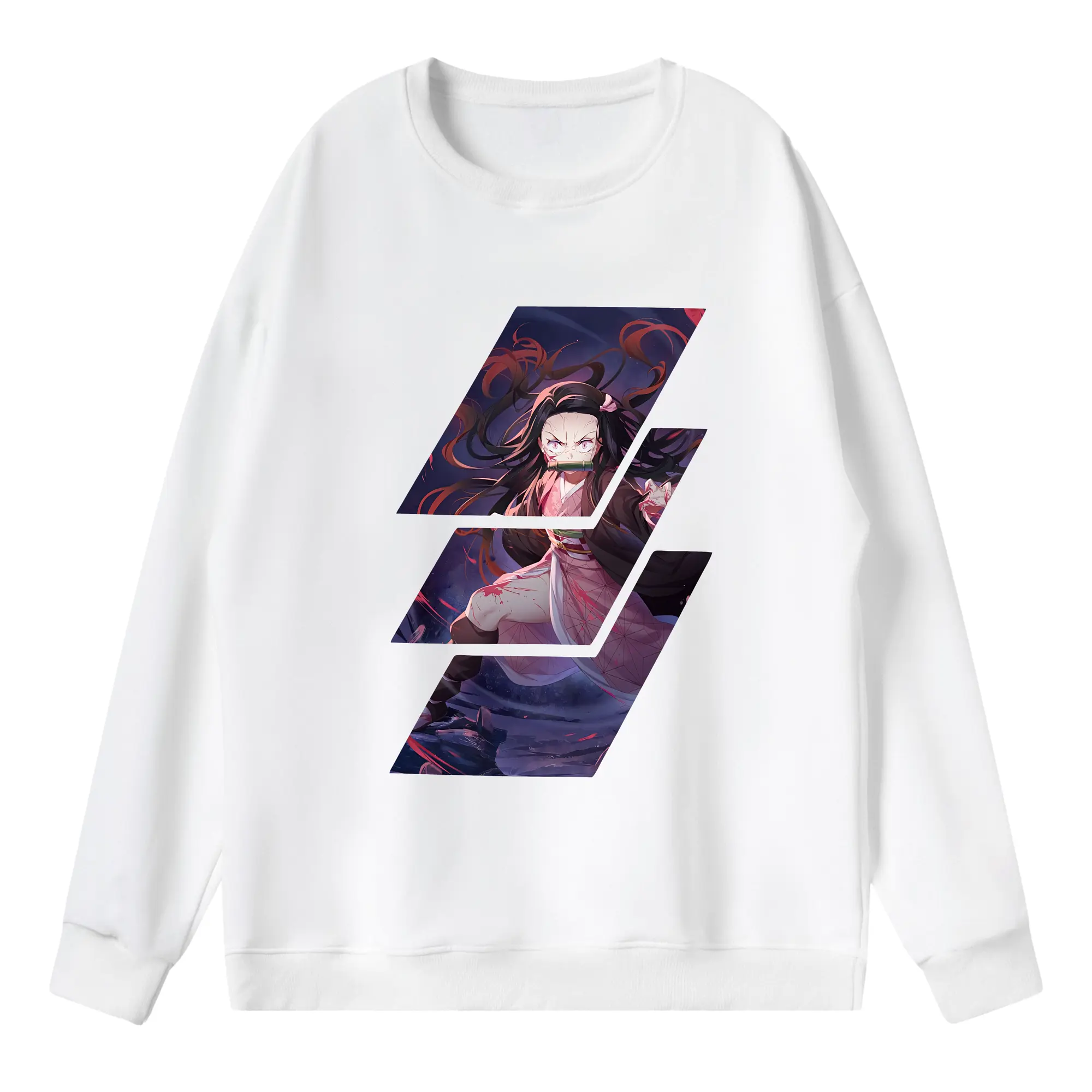 鬼滅の刃 グッズ,竈門 禰豆子 - 薄手 クルーネック スウェット 裏毛260g · ポリエステル 春秋向け カジュアル 男女兼用 · トレーナー デイリー スポーツ 散歩に最適