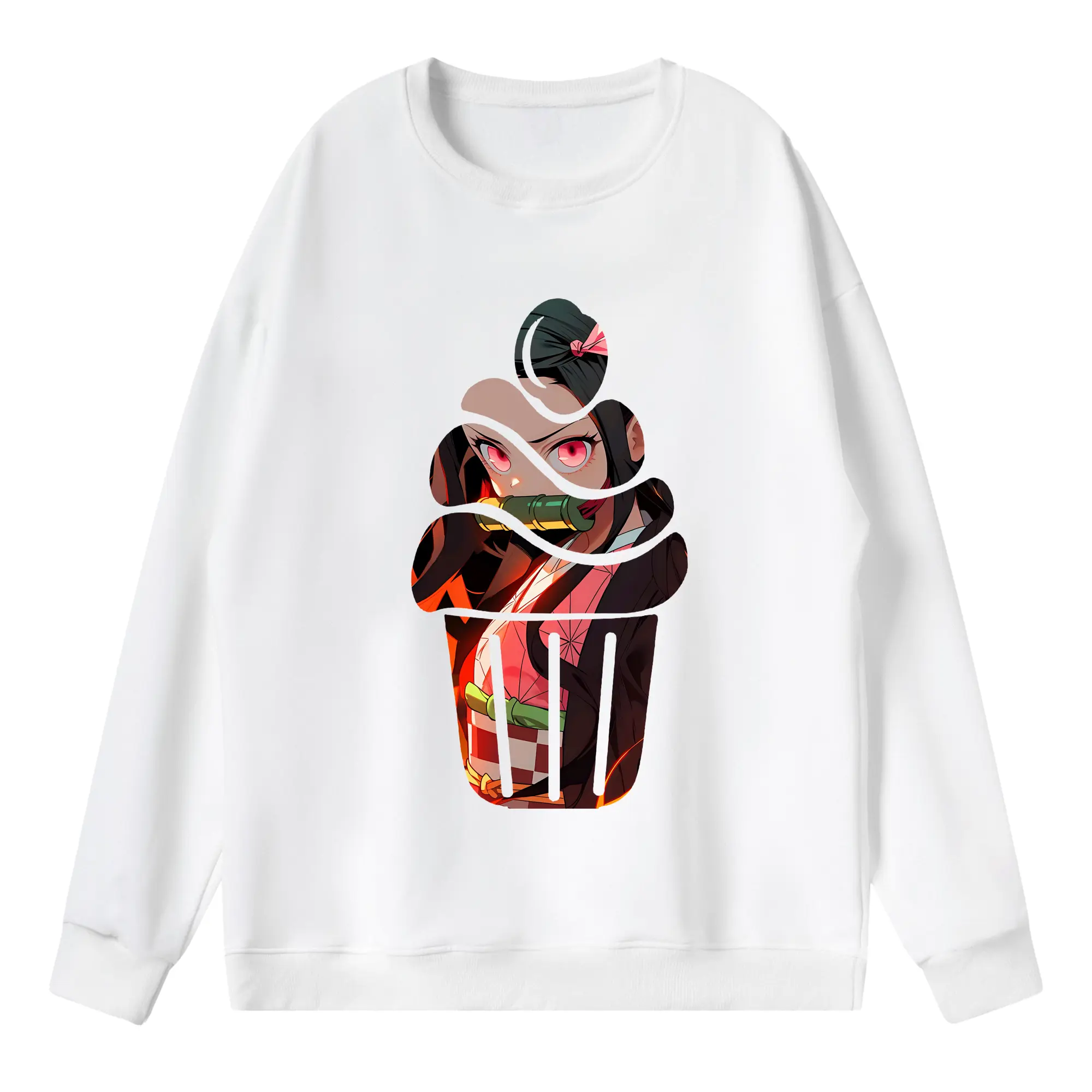 鬼滅の刃 グッズ,竈門 禰豆子 - 薄手 クルーネック スウェット 裏毛260g · ポリエステル 春秋向け カジュアル 男女兼用 · トレーナー デイリー スポーツ 散歩に最適