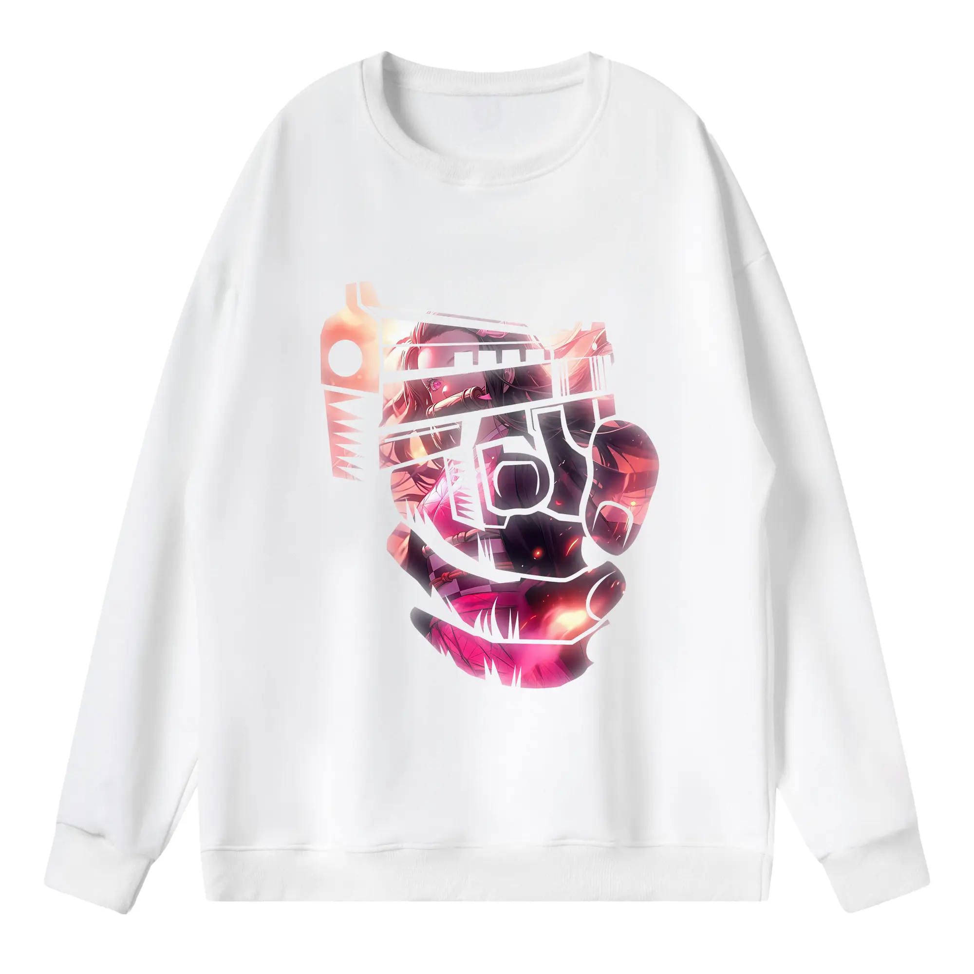 鬼滅の刃 グッズ,竈門 禰豆子 - 薄手 クルーネック スウェット 裏毛260g · ポリエステル 春秋向け カジュアル 男女兼用 · トレーナー デイリー スポーツ 散歩に最適