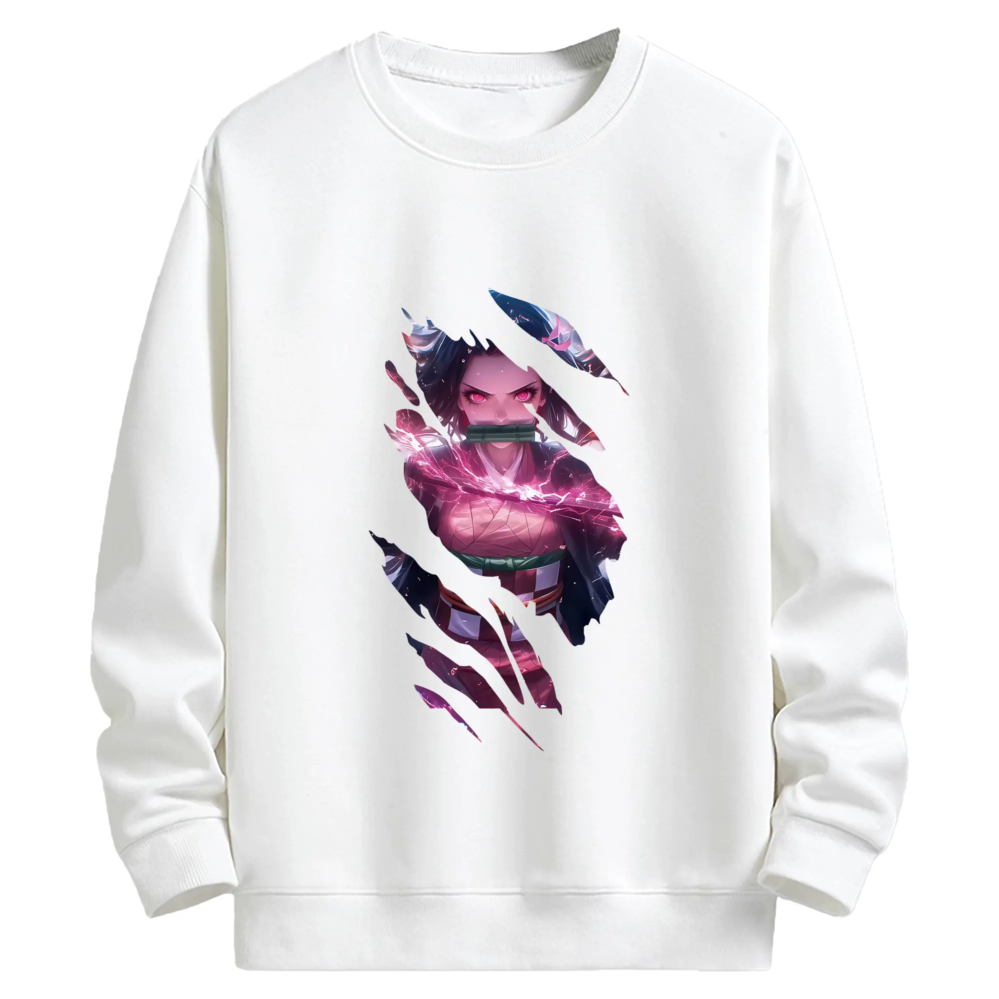 鬼滅の刃 グッズ,竈門 禰豆子 - キッズ クルーネックスウェットシャツ ・ フロントプリント ・ 綿80％ ポリエステル20％ ・ 快適 通学 スポーツ 日常使い お散歩用