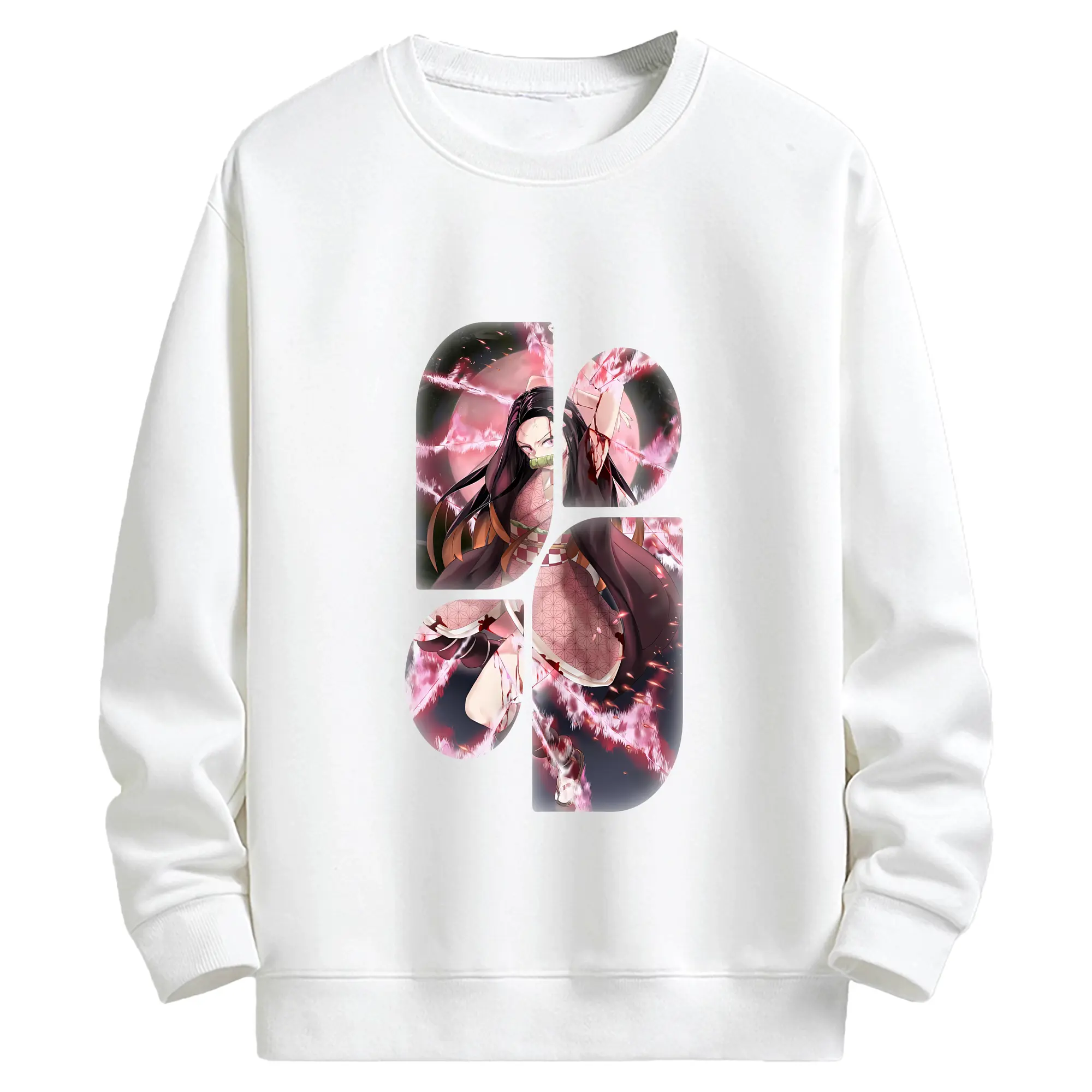 鬼滅の刃 グッズ,竈門 禰豆子 - キッズ クルーネックスウェットシャツ ・ フロントプリント ・ 綿80％ ポリエステル20％ ・ 快適 通学 スポーツ 日常使い お散歩用