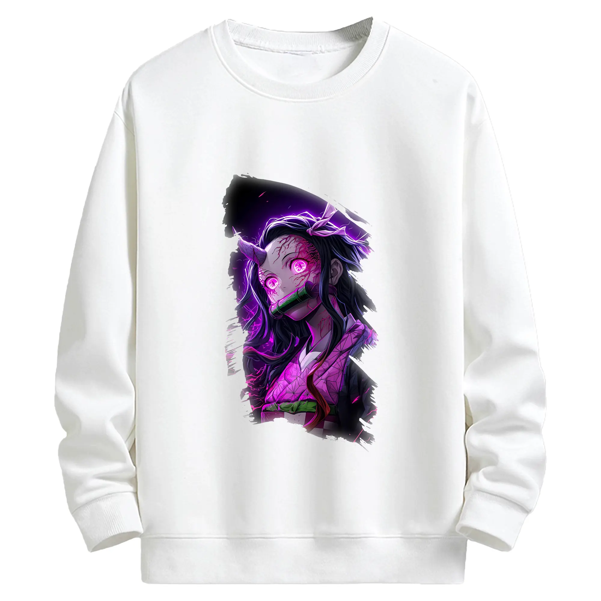 鬼滅の刃 グッズ,竈門 禰豆子 - キッズ クルーネックスウェットシャツ ・ フロントプリント ・ 綿80％ ポリエステル20％ ・ 快適 通学 スポーツ 日常使い お散歩用