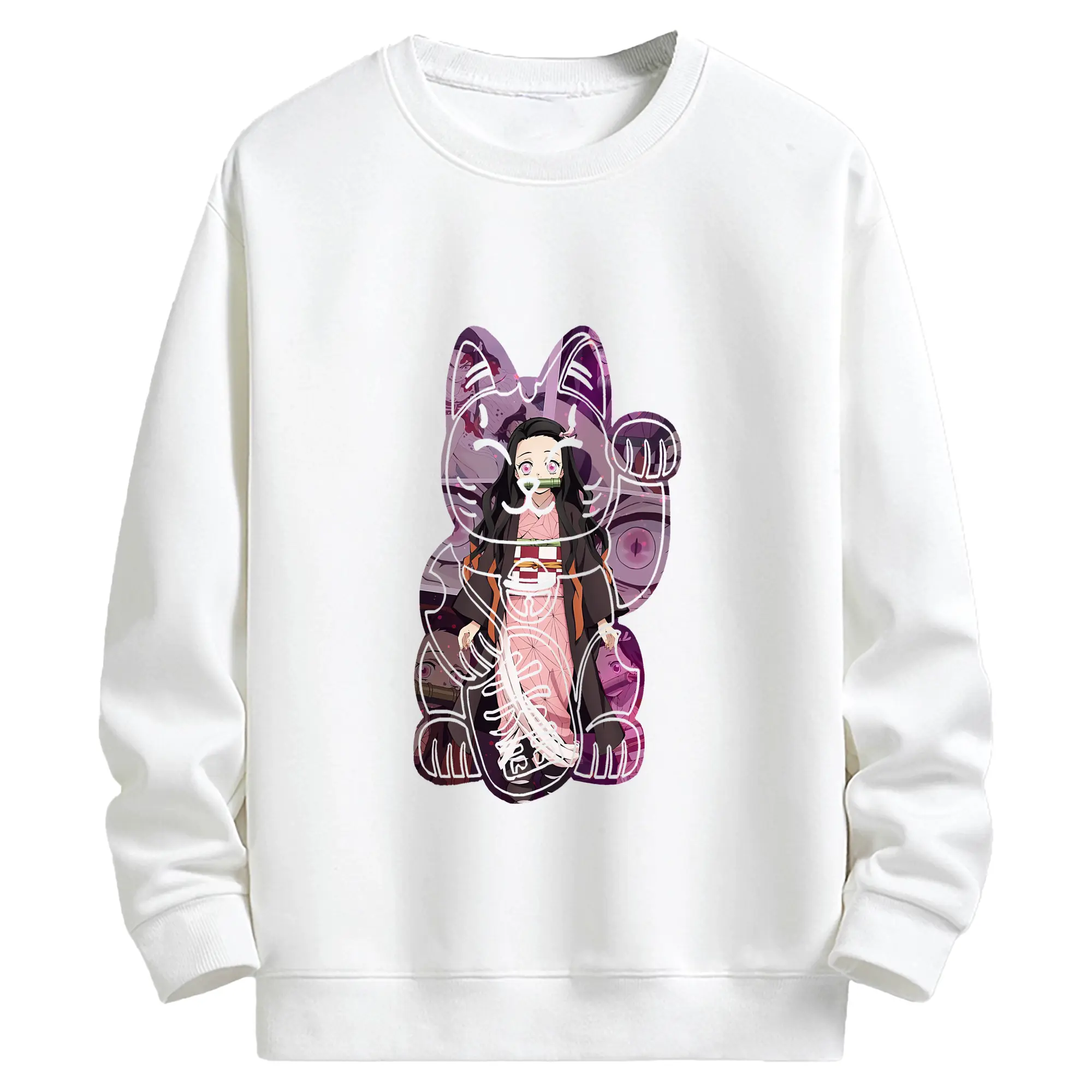 鬼滅の刃 グッズ,竈門 禰豆子 - キッズ クルーネックスウェットシャツ ・ フロントプリント ・ 綿80％ ポリエステル20％ ・ 快適 通学 スポーツ 日常使い お散歩用