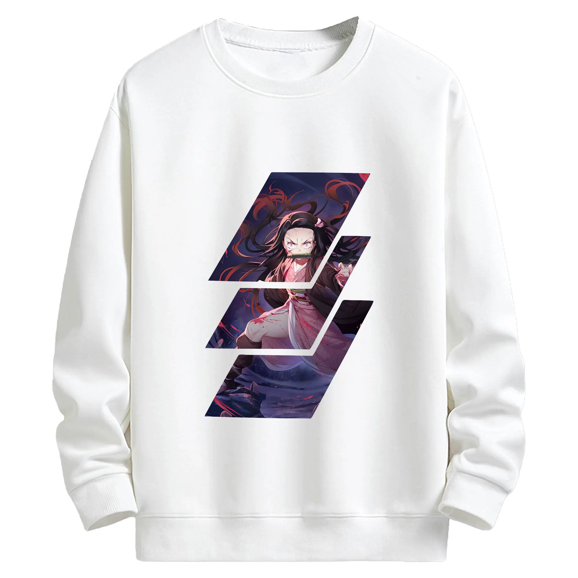 鬼滅の刃 グッズ,竈門 禰豆子 - キッズ クルーネックスウェットシャツ ・ フロントプリント ・ 綿80％ ポリエステル20％ ・ 快適 通学 スポーツ 日常使い お散歩用