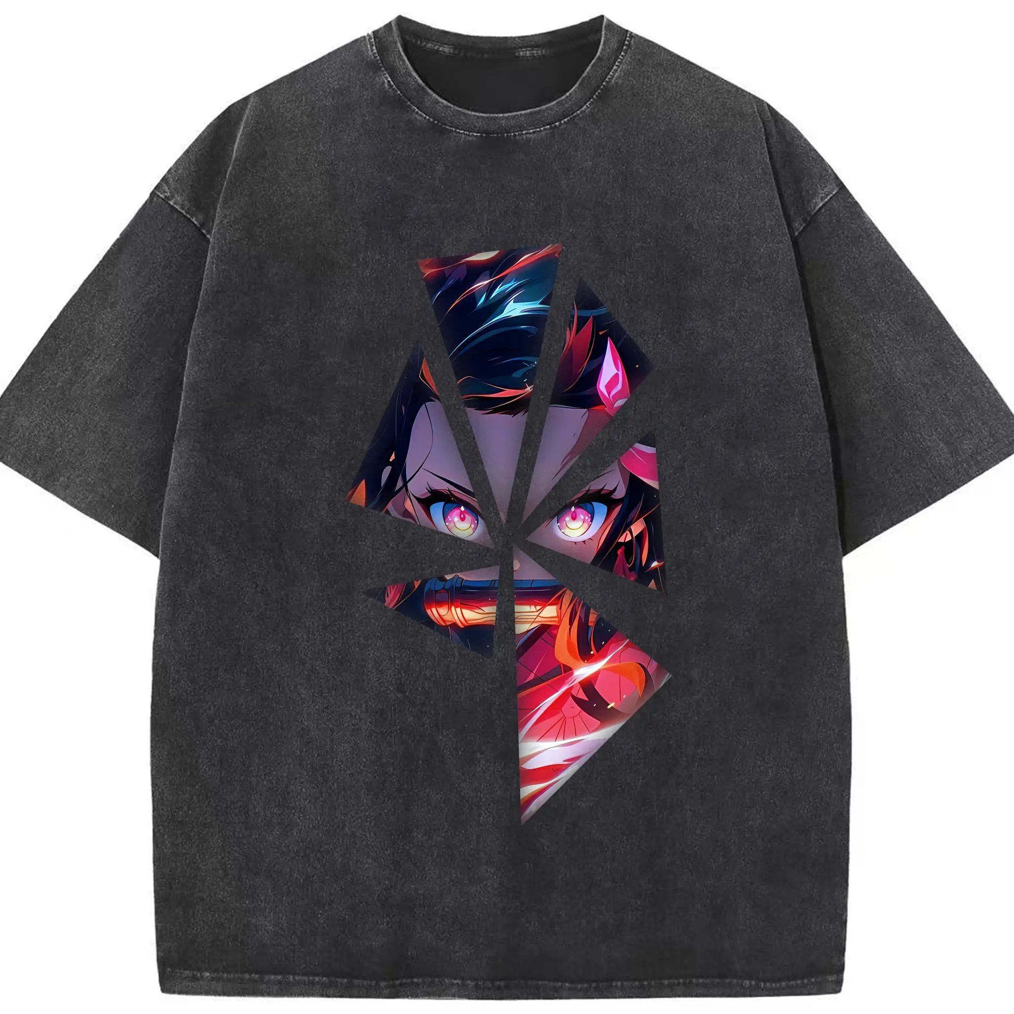 鬼滅の刃 グッズ,竈門 禰豆子 - 綿100％ ヴィンテージ風 半袖Tシャツ ・ フロントプリント ・ 柔らか肌触り ・ 通気性 快適 ・ スポーツ カジュアル 外出用