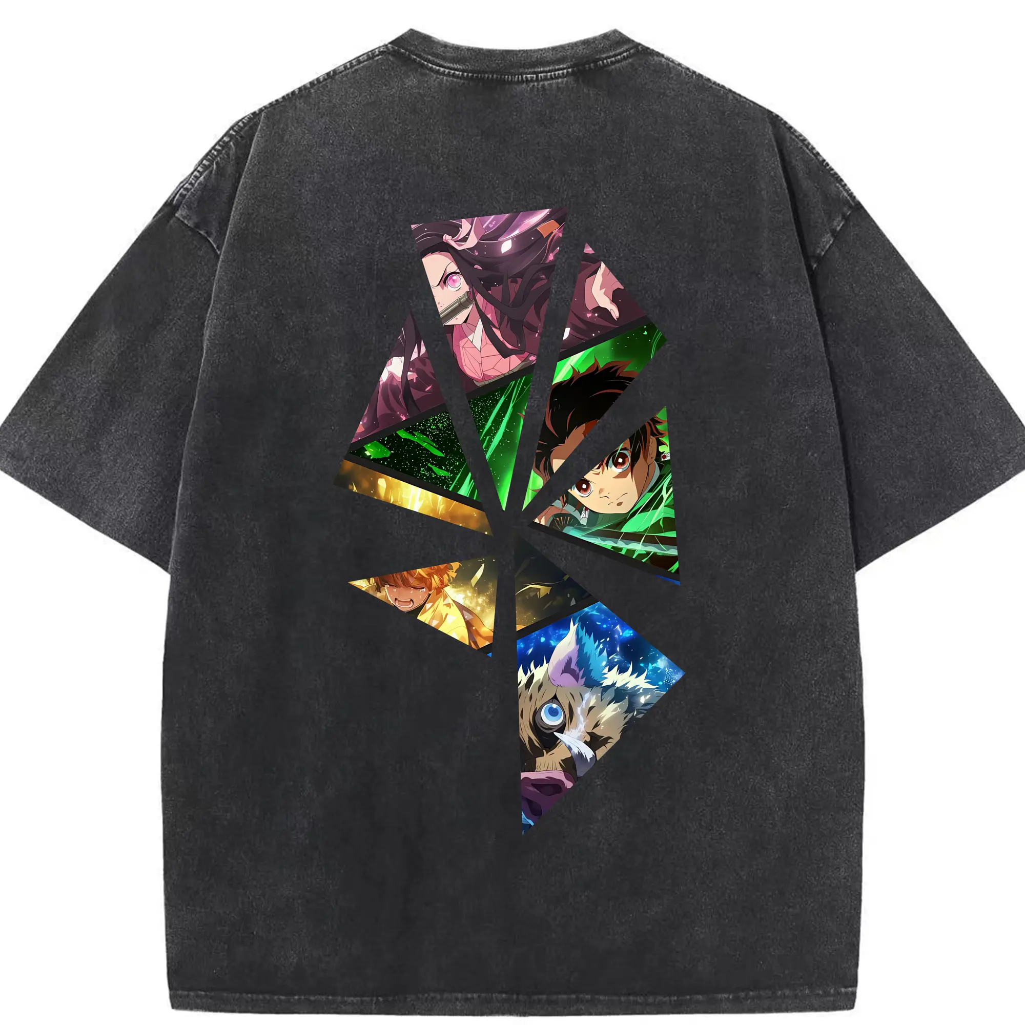 鬼滅の刃 グッズ,竈門 禰豆子 - 綿100％ ヴィンテージ風 半袖Tシャツ ・ 背面プリント ・ 柔らか肌触り ・ 通気性 快適 ・ スポーツ カジュアル 外出用