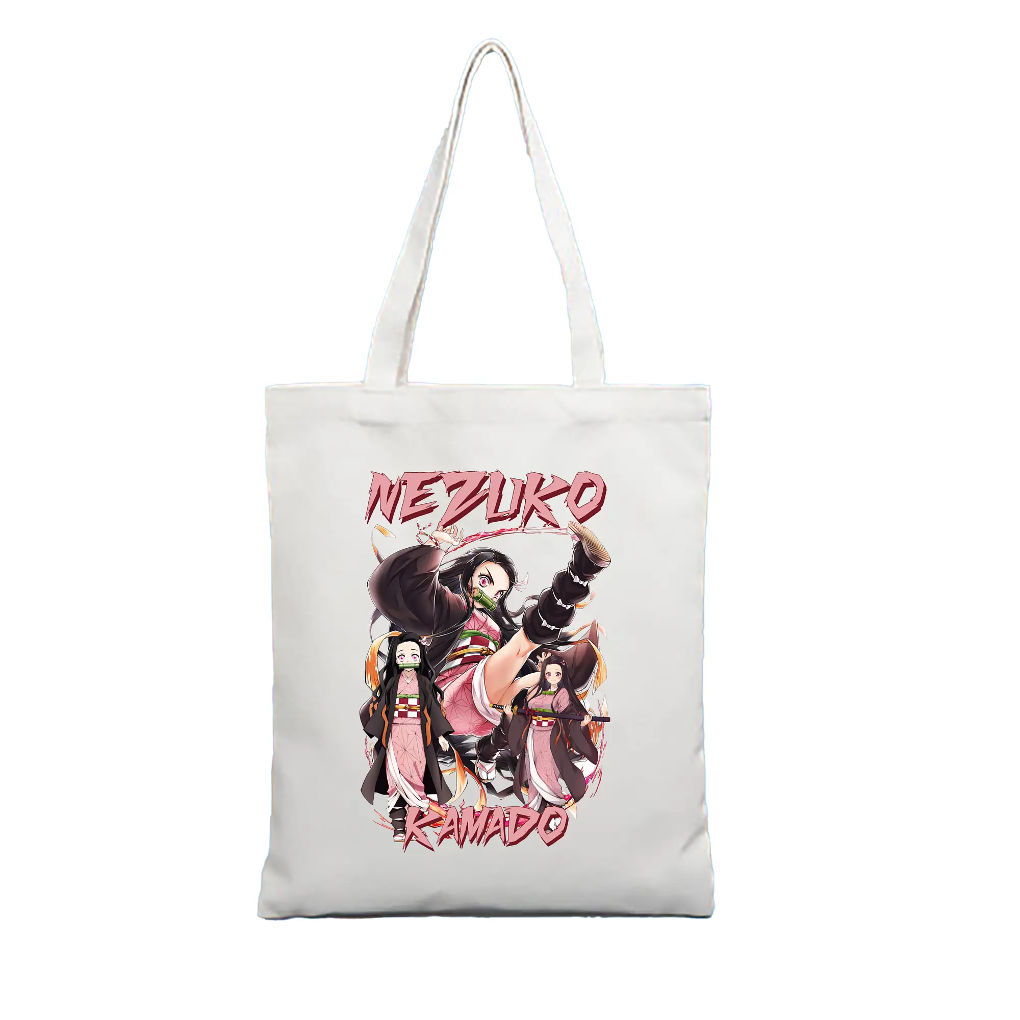鬼滅の刃 グッズ,竈門 禰豆子 - 縦型キャンバス手提げバッグ（トートバッグ） ・ キャンバス素材 ・ ショッピング用 ・ 軽量 丈夫 お手入れ簡単