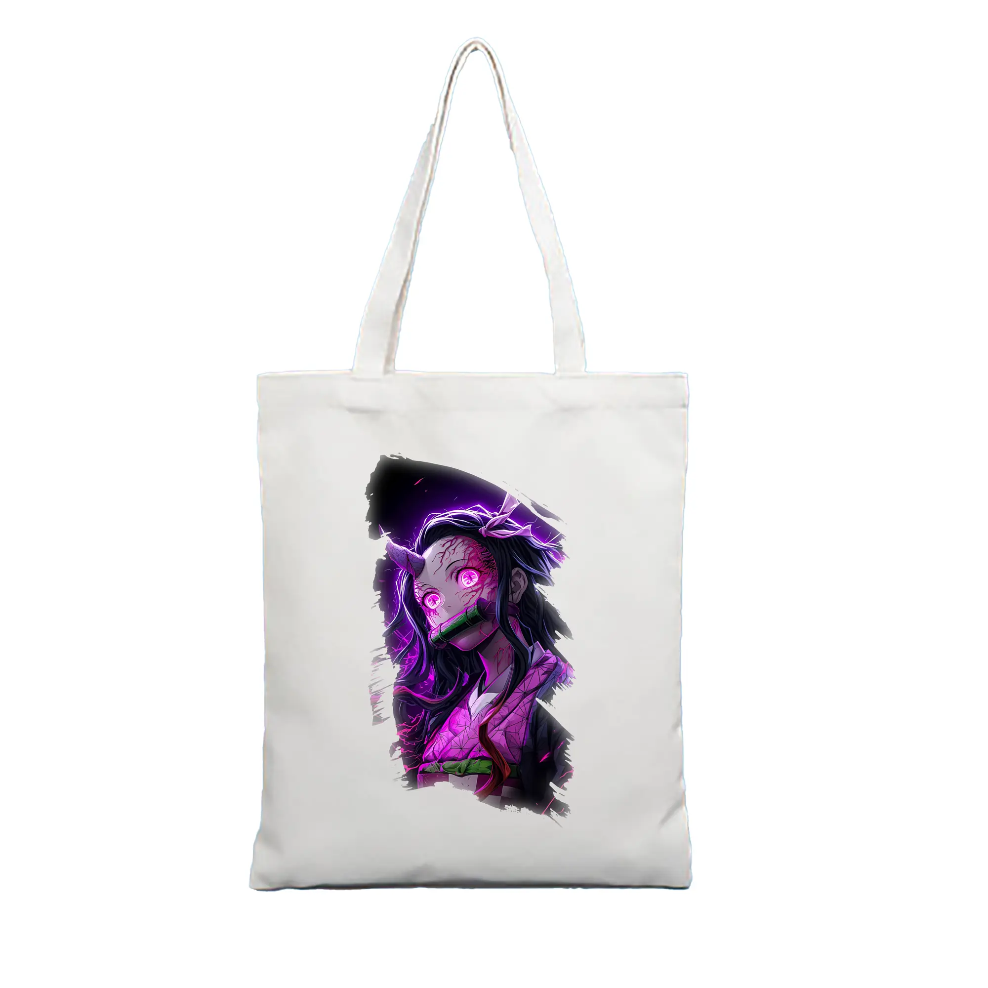 鬼滅の刃 グッズ,竈門 禰豆子 - 縦型キャンバス手提げバッグ（トートバッグ） ・ キャンバス素材 ・ ショッピング用 ・ 軽量 丈夫 お手入れ簡単