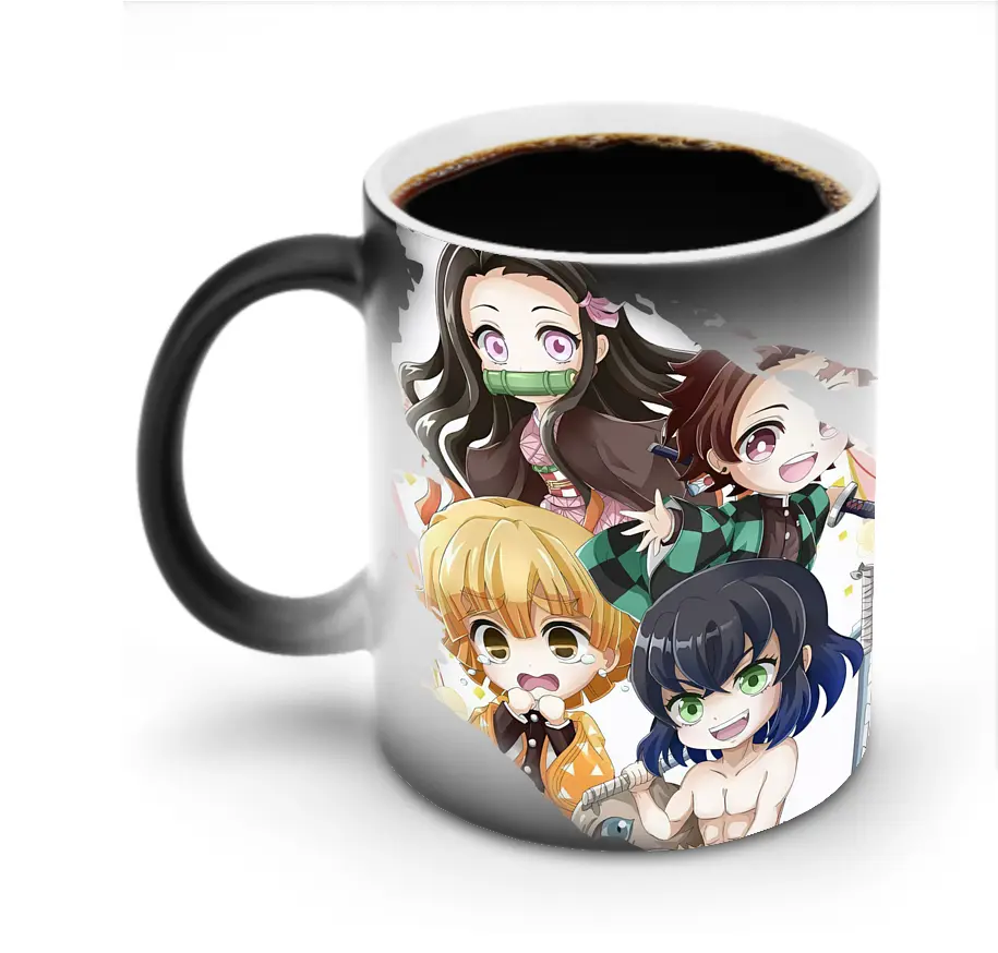 鬼滅の刃 グッズ,竈門 禰豆子 - 変色マグカップ ・ セラミック ・ 熱転写プリント ・ 耐久性 高品質 ・ ギフト・自宅用 コーヒー お茶