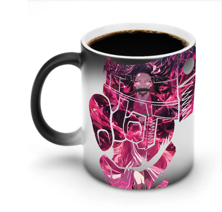 鬼滅の刃 グッズ,竈門 禰豆子 - 変色マグカップ ・ セラミック ・ 熱転写プリント ・ 耐久性 高品質 ・ ギフト・自宅用 コーヒー お茶