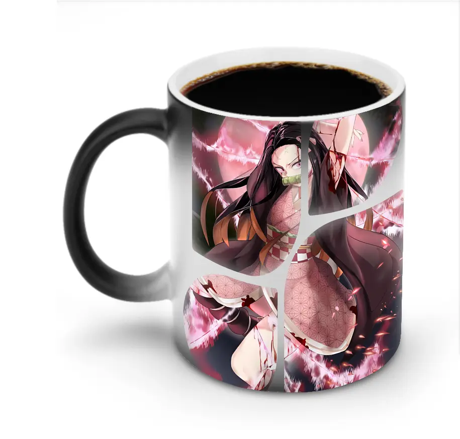 鬼滅の刃 グッズ,竈門 禰豆子 - 変色マグカップ ・ セラミック ・ 熱転写プリント ・ 耐久性 高品質 ・ ギフト・自宅用 コーヒー お茶
